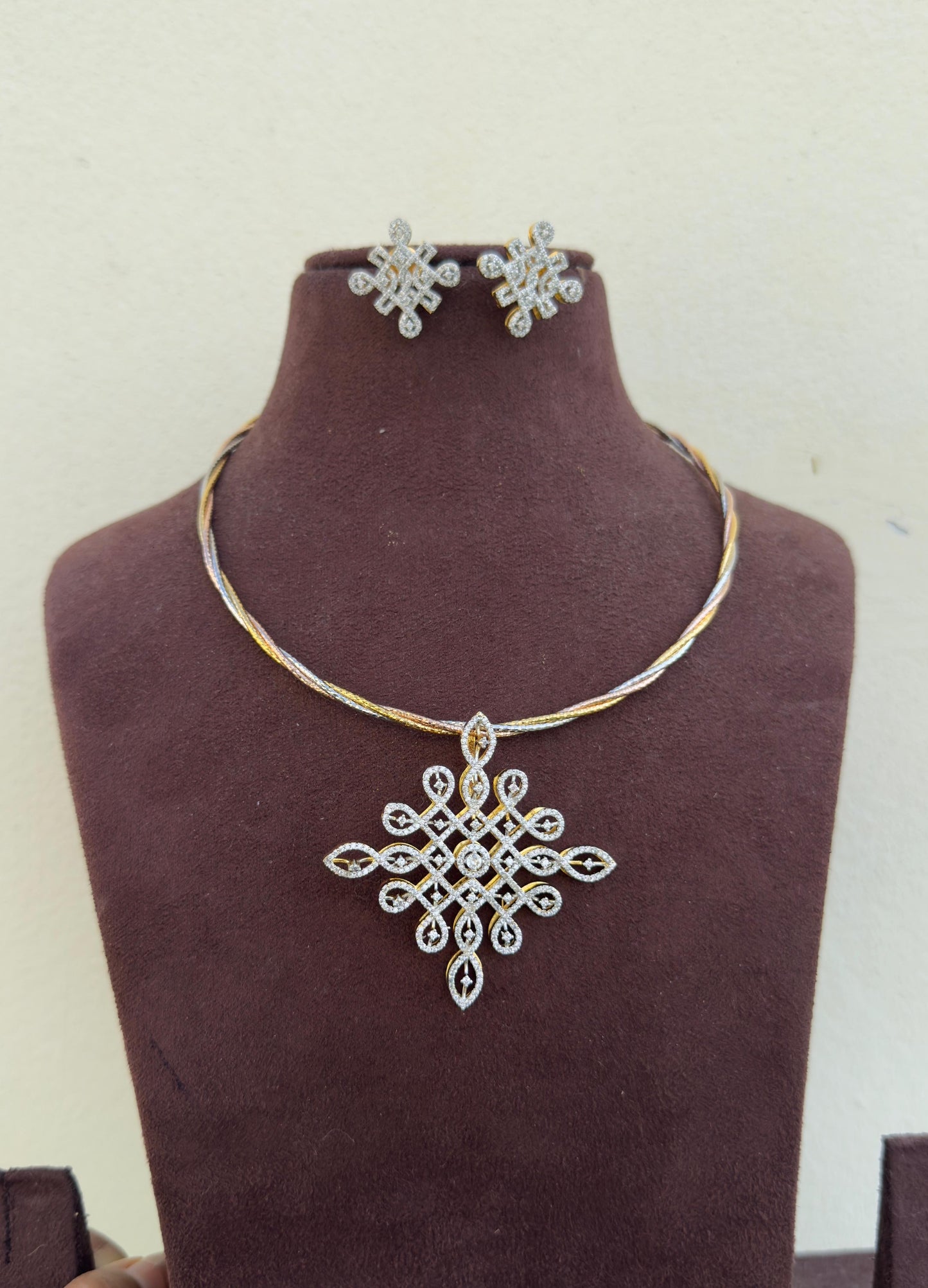 Kolam or muggu art diamond finish locket combo