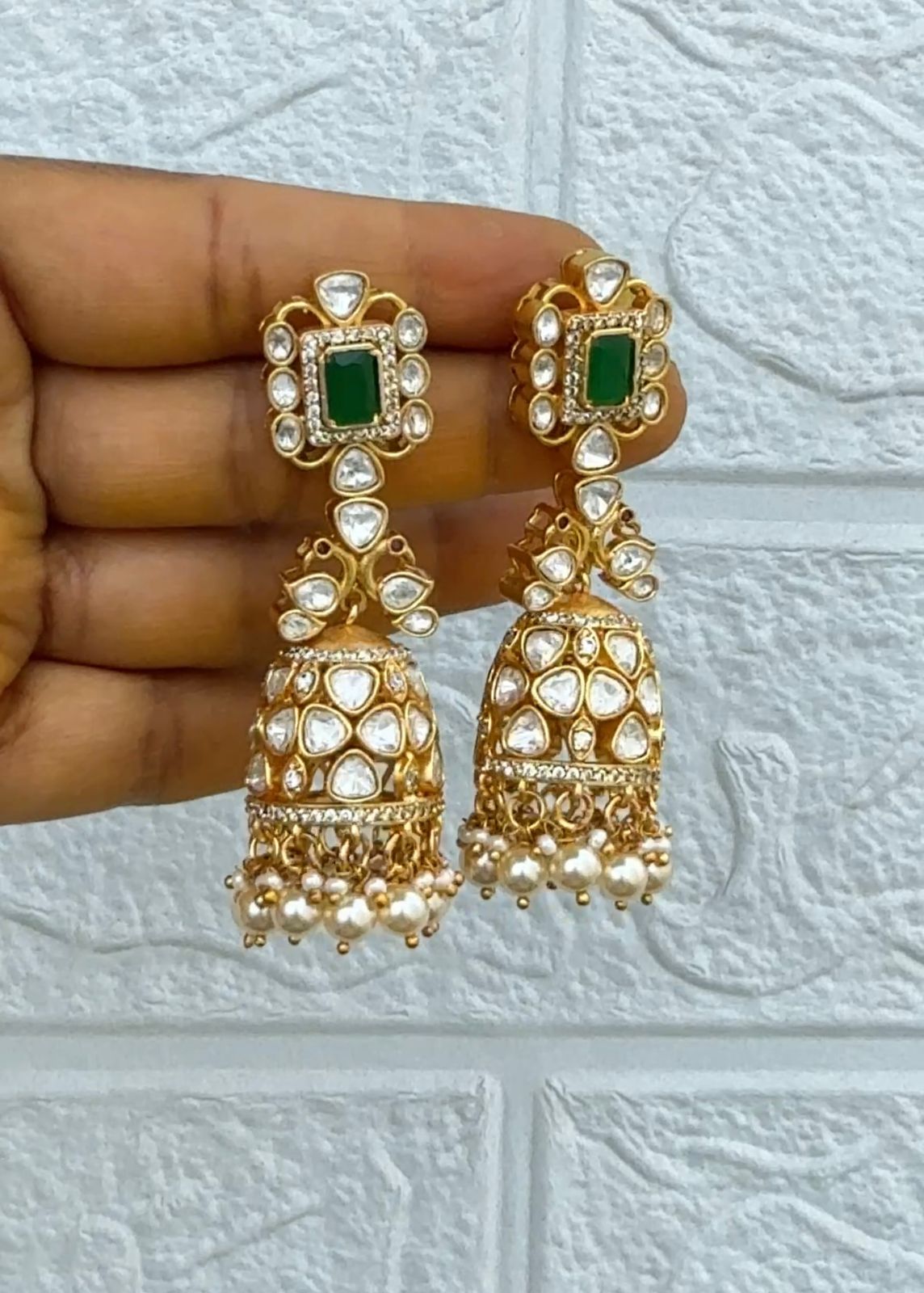 Dual peacock full moissanite jhumkas
