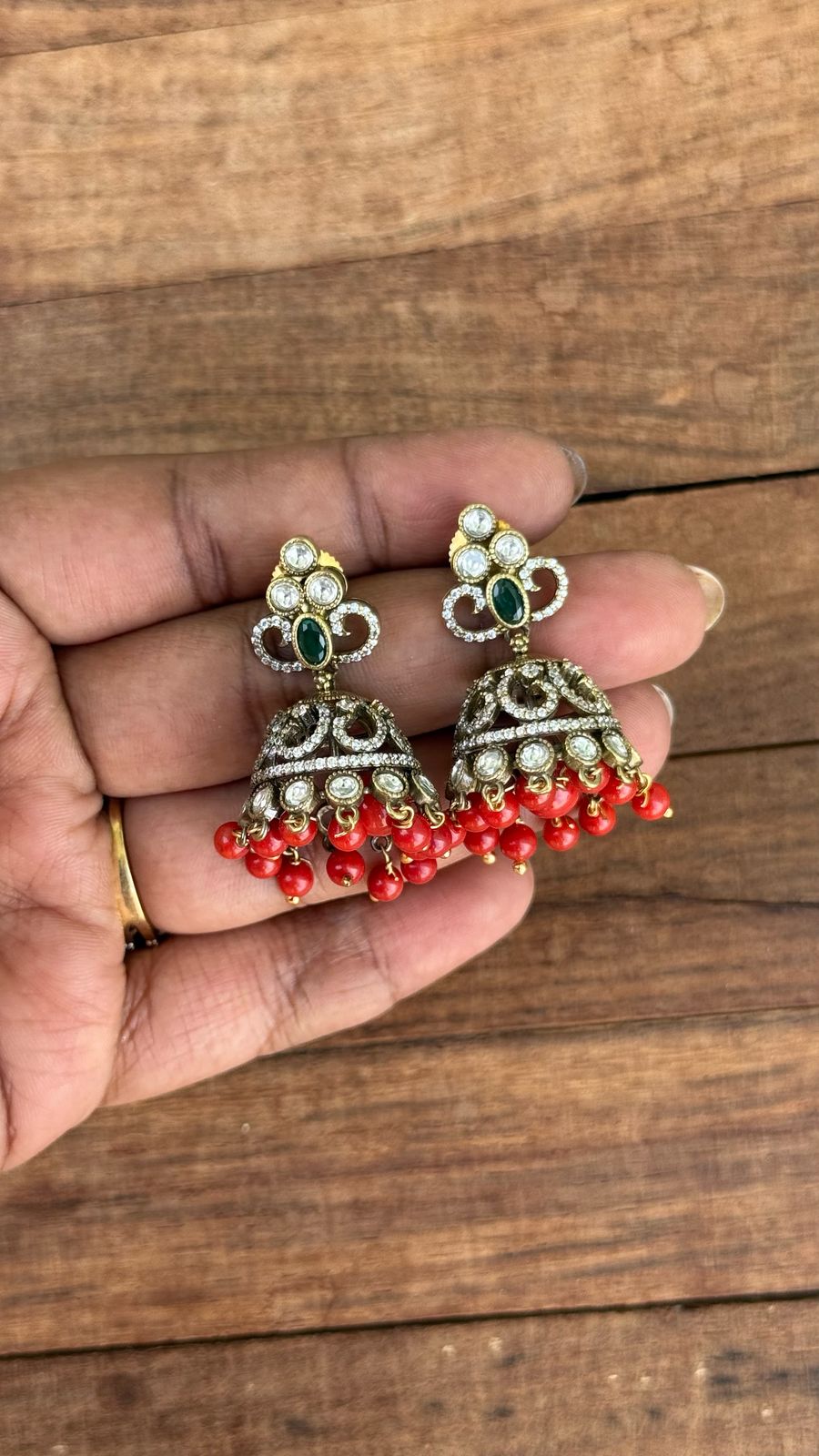 Three dot victorian jhumkas design2