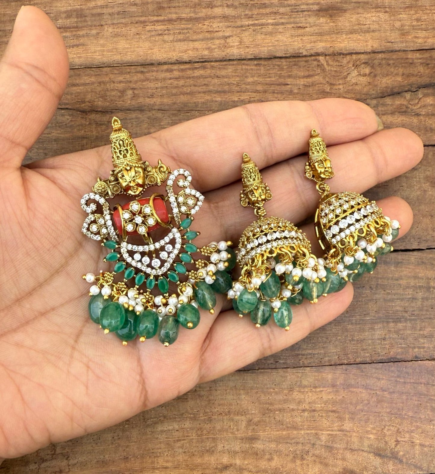 Lord Balaji designer locket with jhumkas