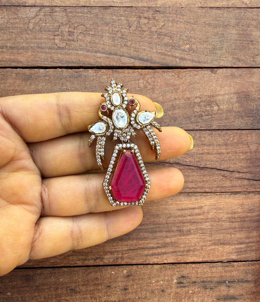 Dual peacock moissanite doublet stone locket