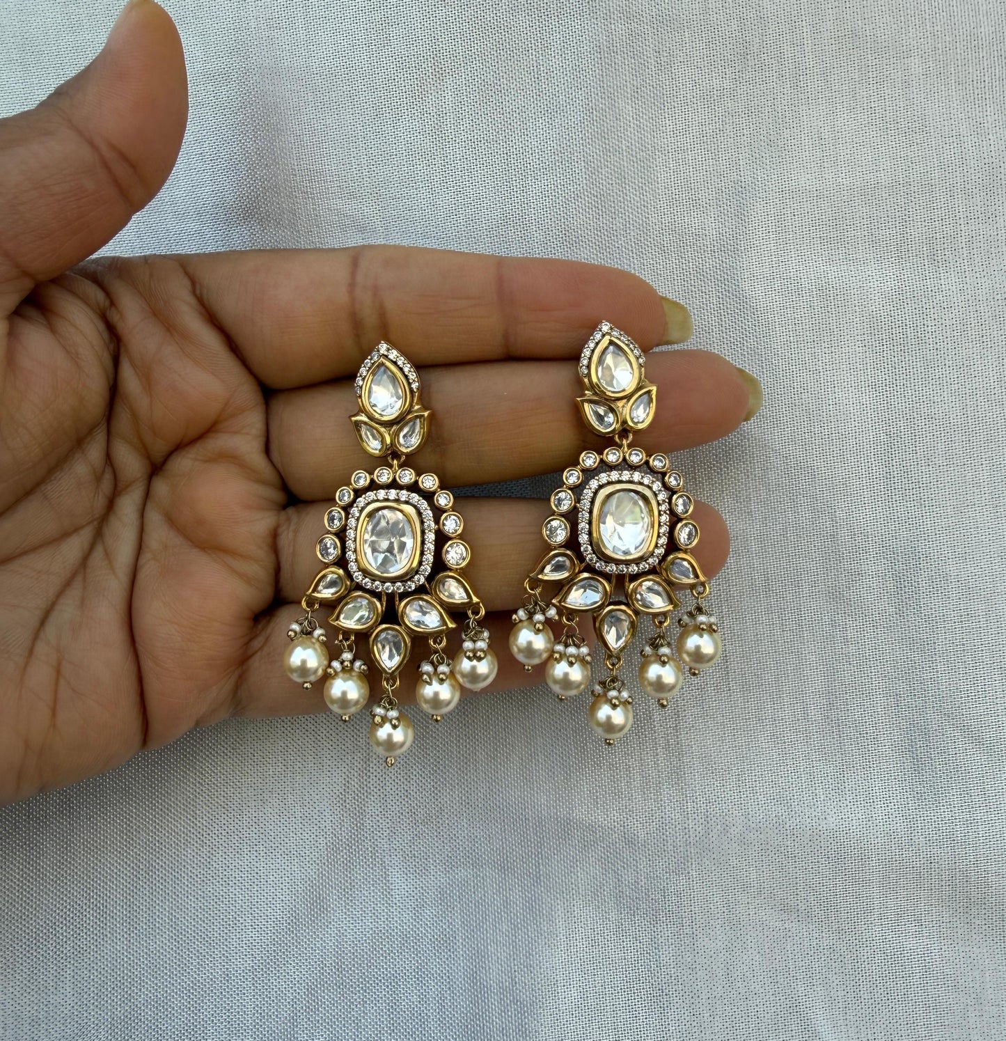 Polki kundan moissanite elegant chandbalis 5