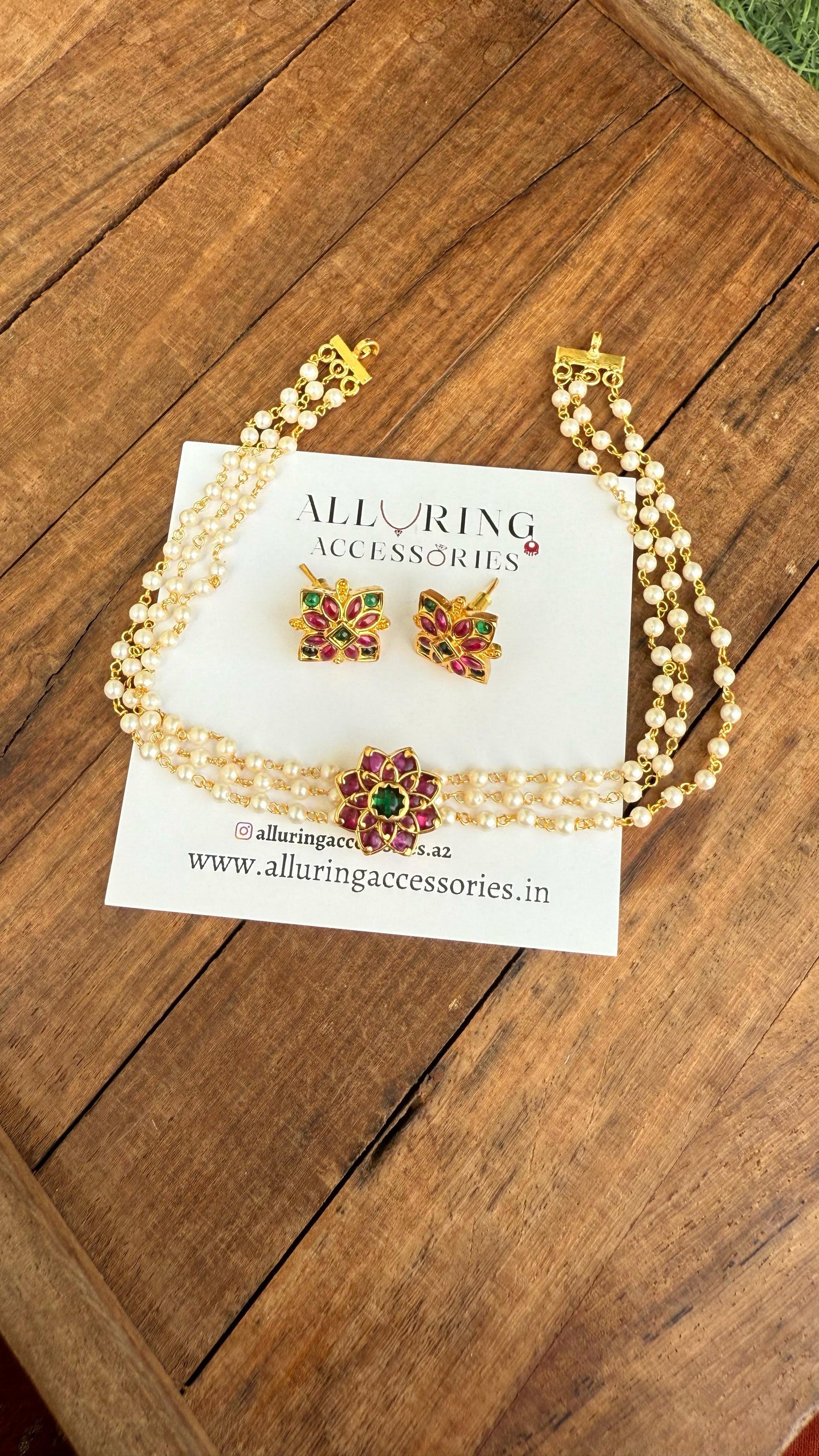 Real kundan affordable three pearl 499 choker