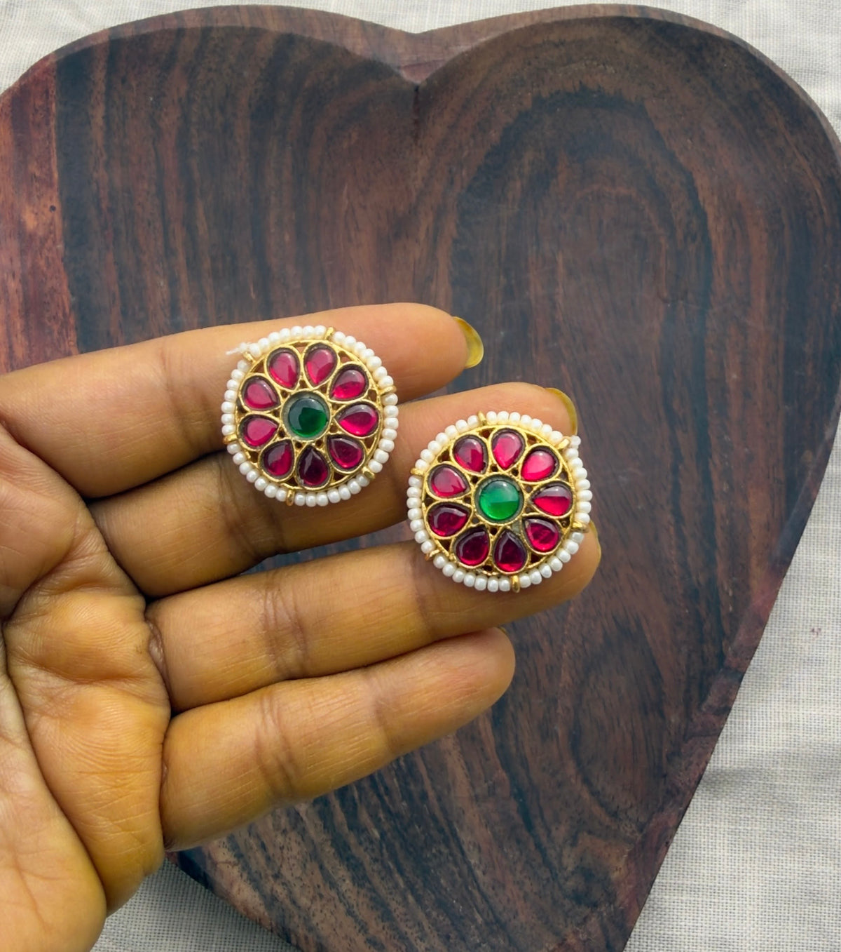 Every age preferred real kundan pearl studs