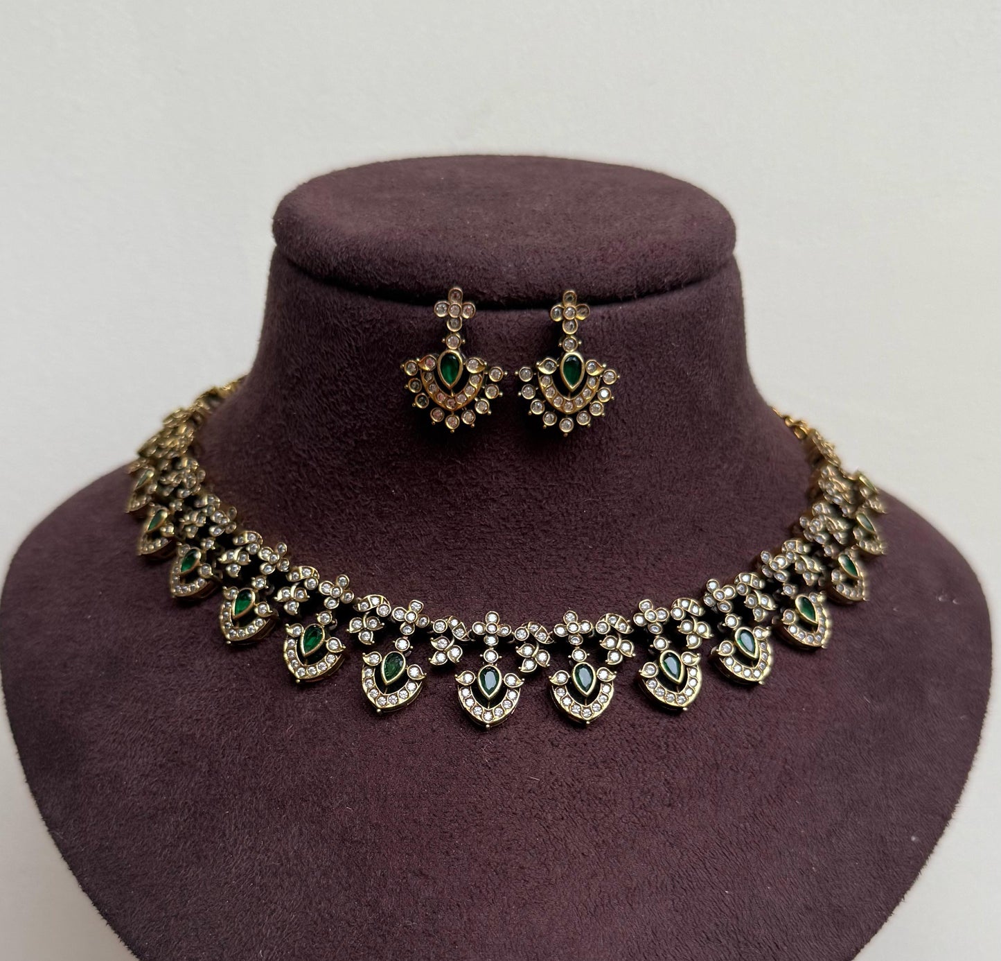 Half moon flower designer victorian necklace 3