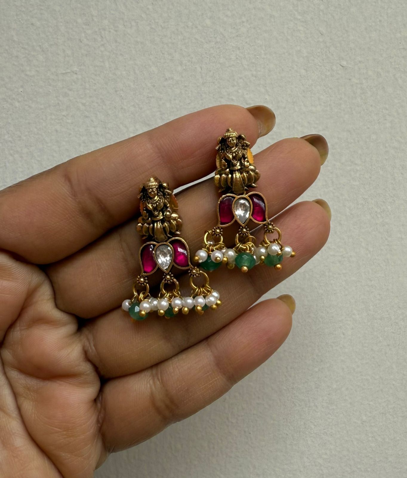 Lakshmi devi lotus real kundan unique studs