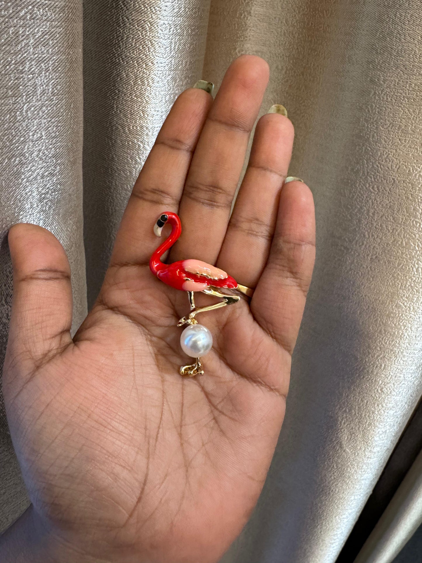 Flamingo Pearl Brooch