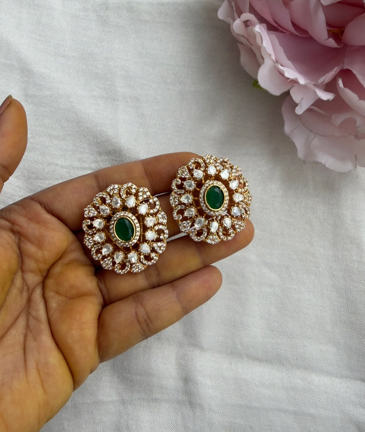 Oval stone big sized moissanite earrings