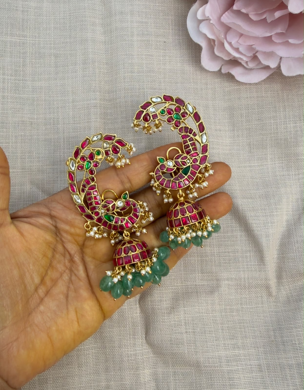 Real kundan peacock earcuff design2