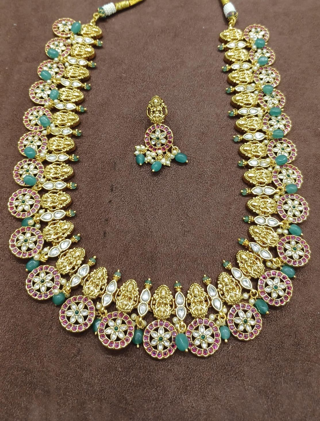 Bottu mala real kundan lakshmi long necklace
