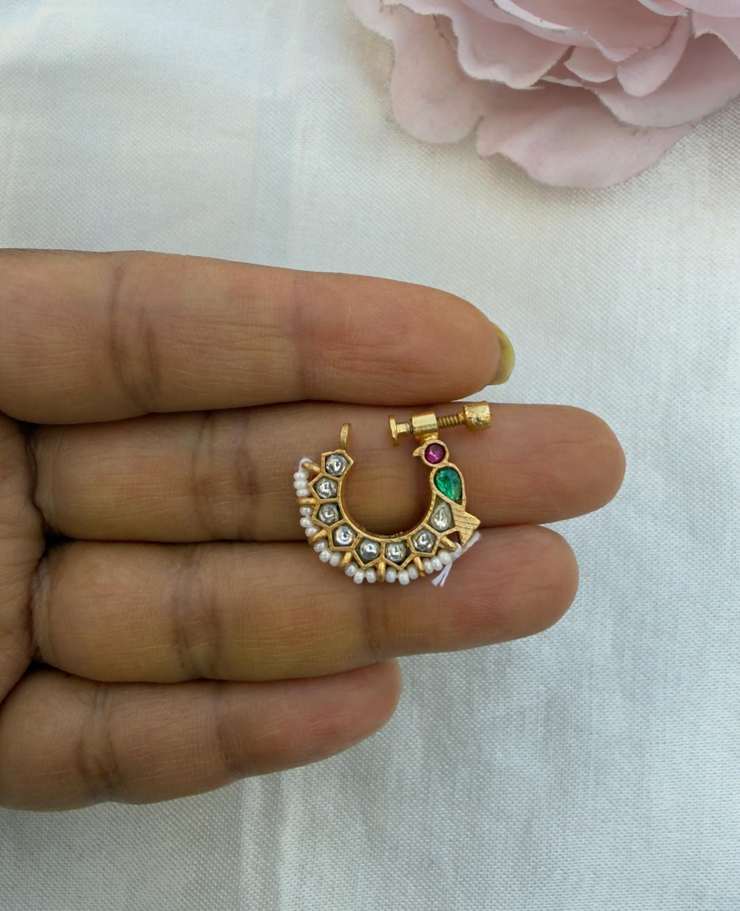 real kundan peacock affordable nosepin
