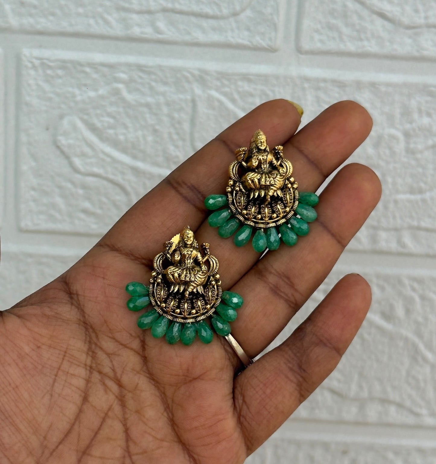 Beaded antique lakshmi devi studs