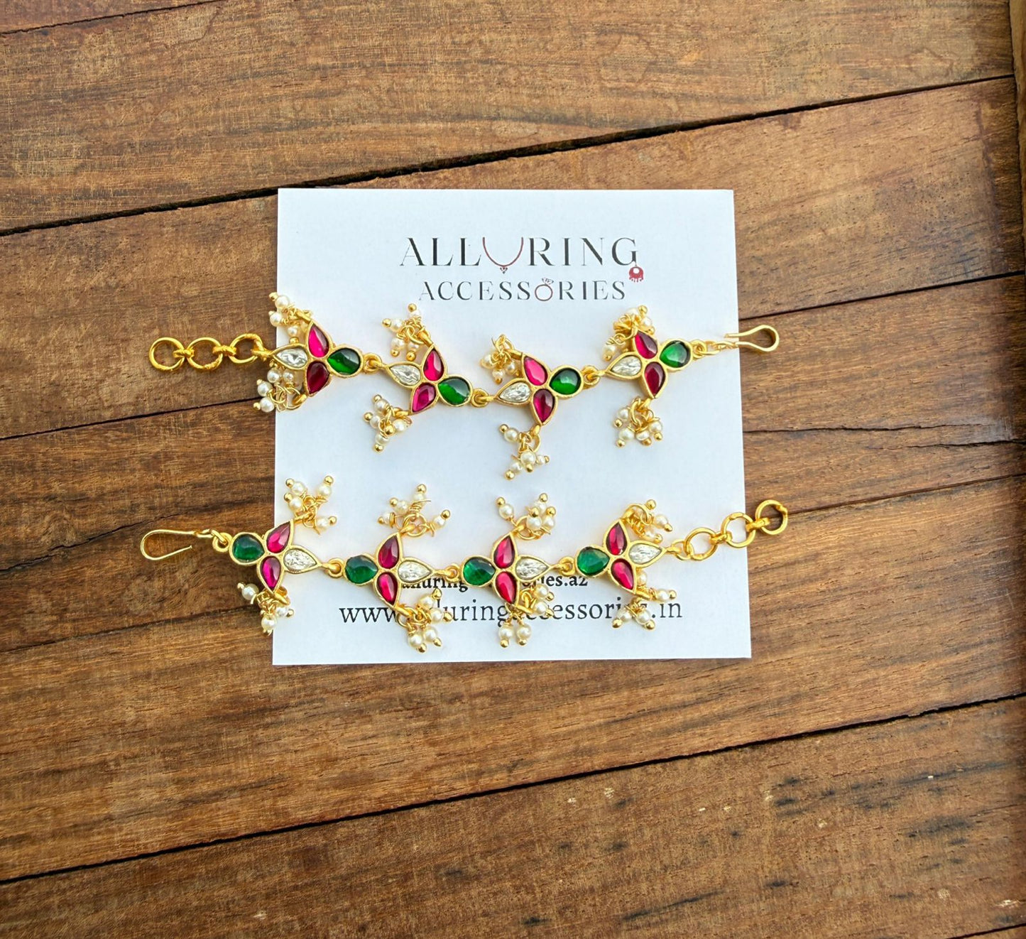 Four kundan diya style real kundan maatis or champasavaralu