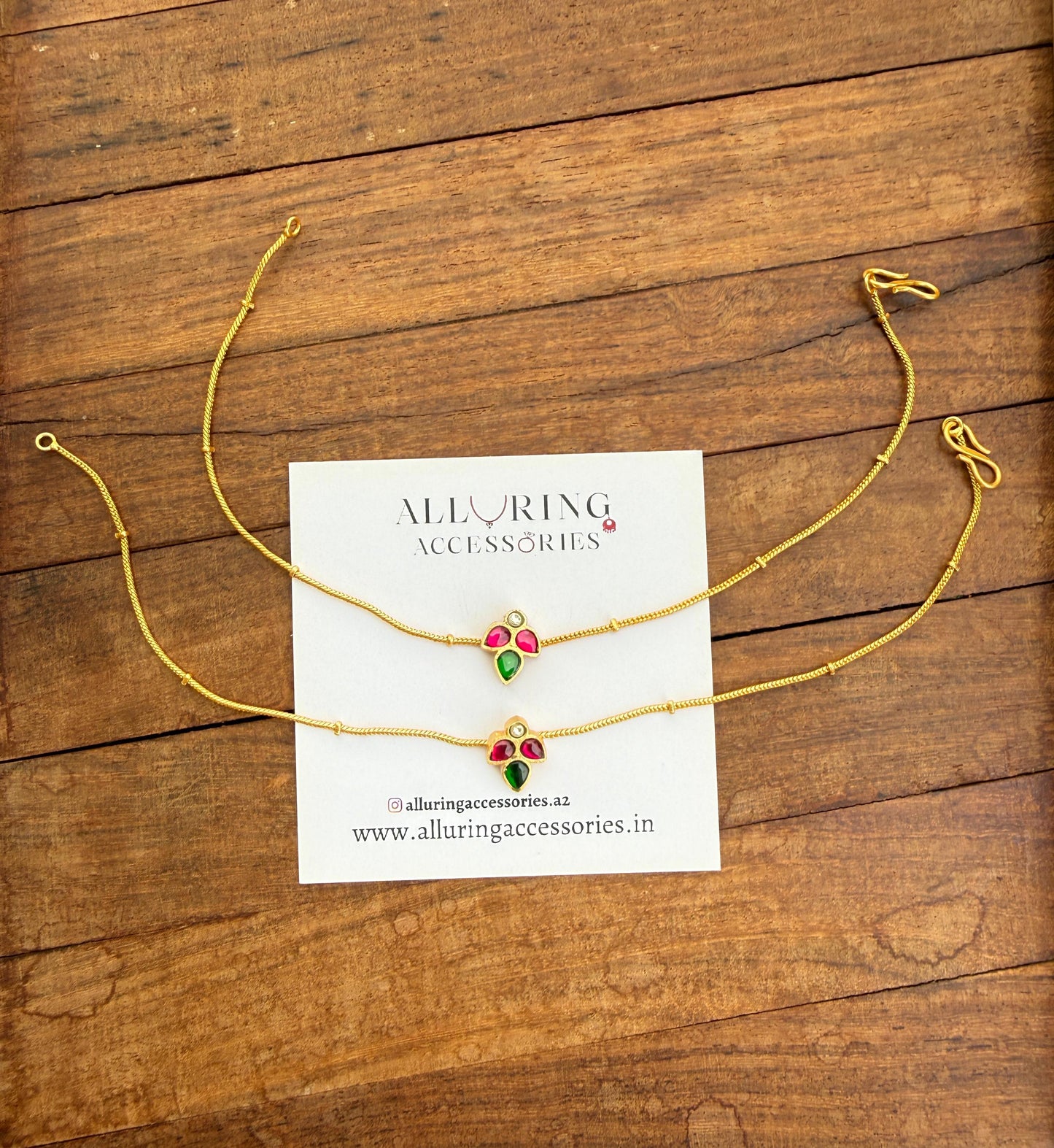 Three stone real kundan anklets/payal