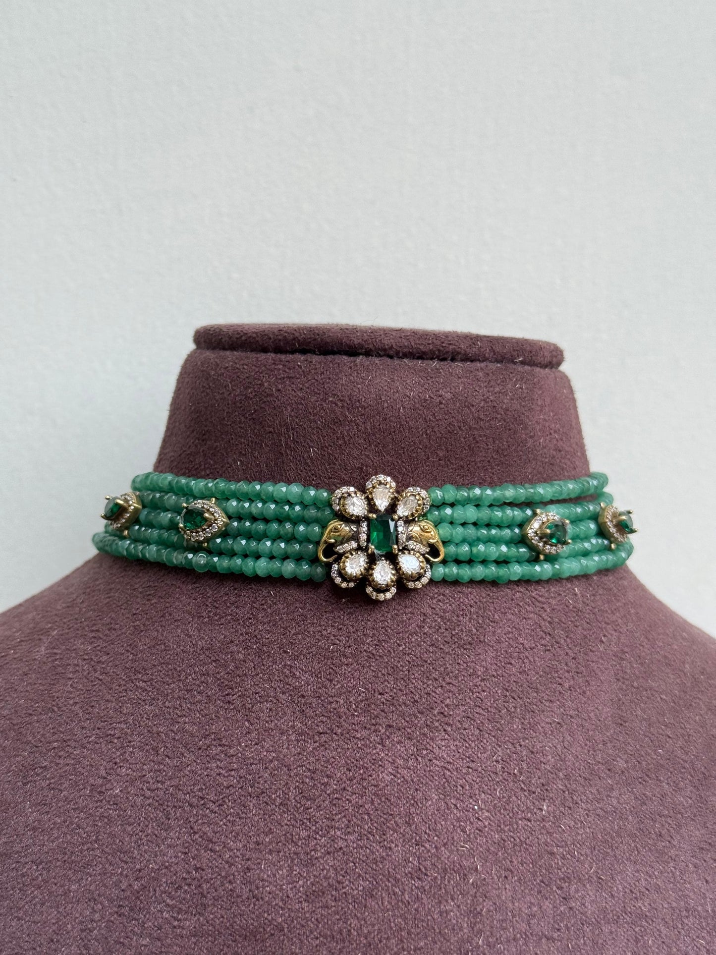 Dual elephant affordable moissanite choker