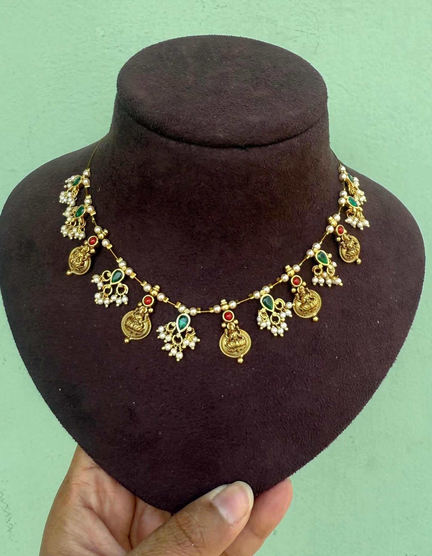 Full of lakshmi kasu real kundan invisible necklace
