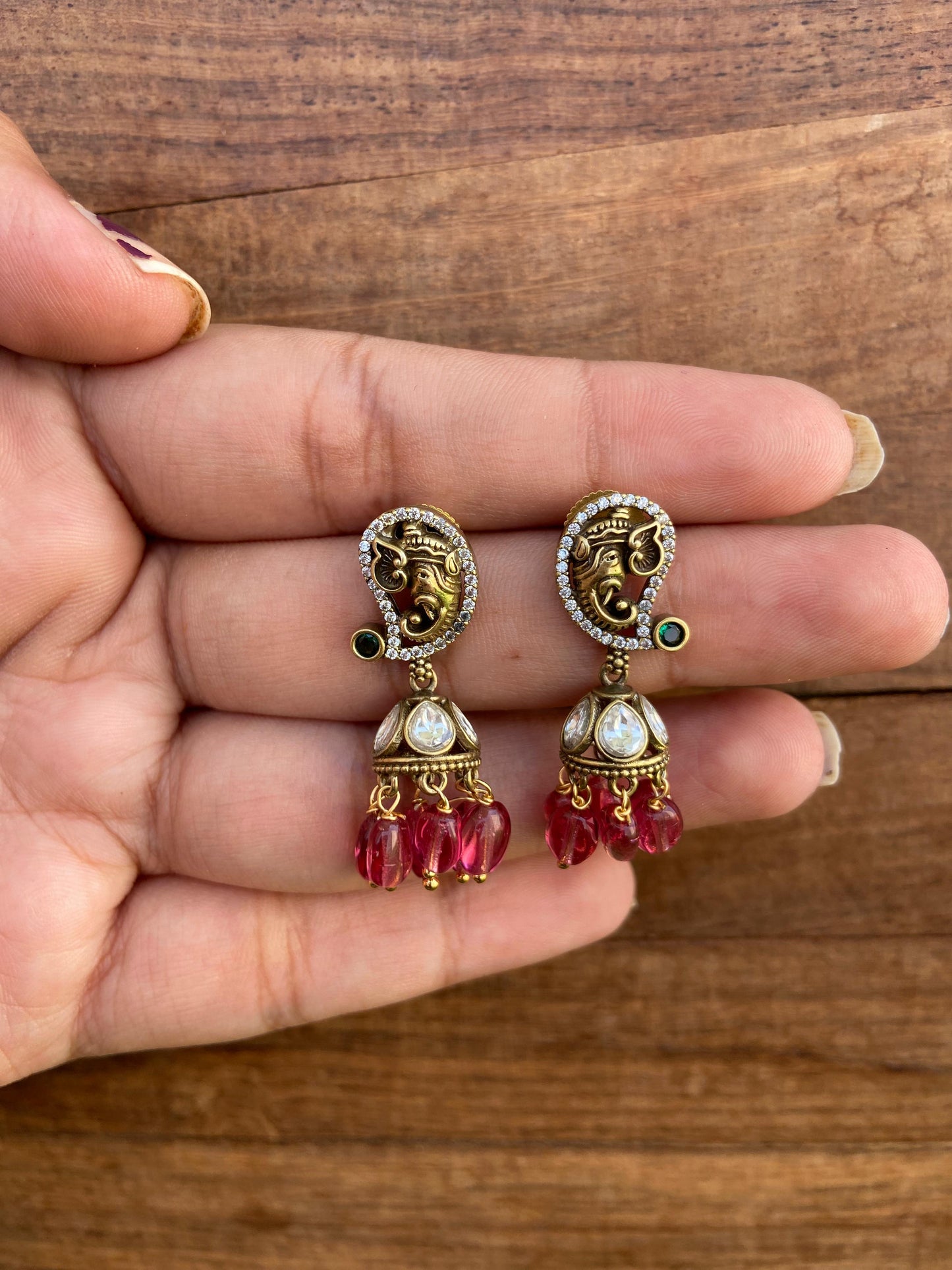 Cute Victorian Ganesh mango jhumkas