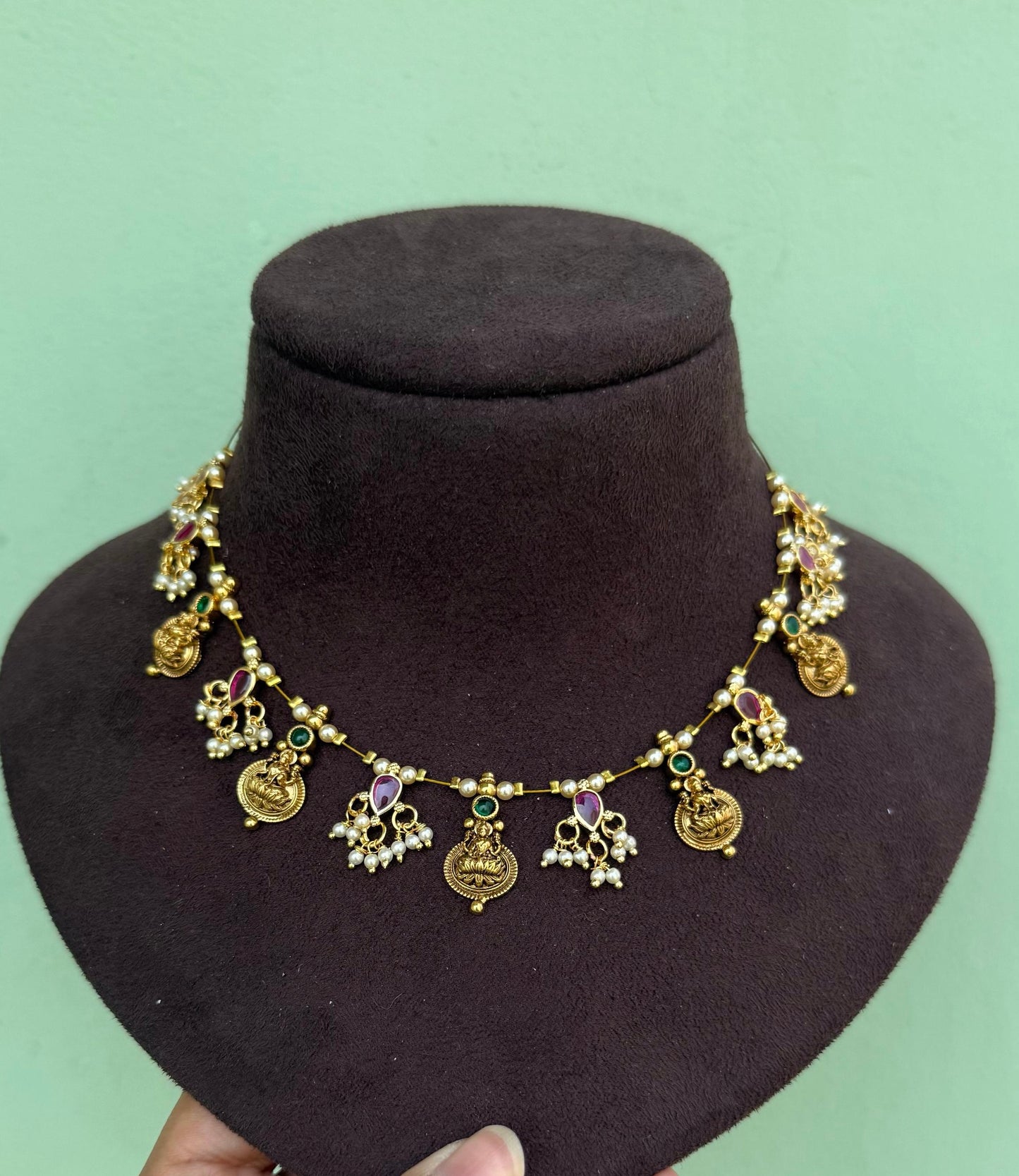 Full of lakshmi kasu real kundan invisible necklace