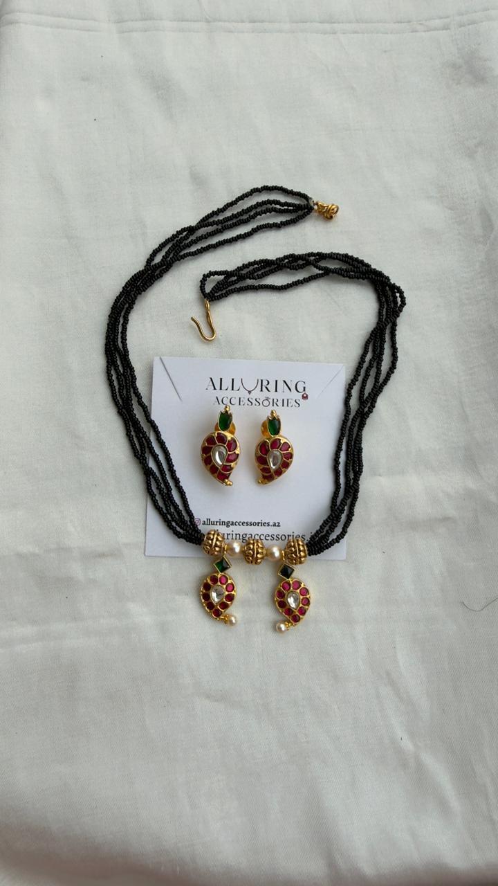 Dual Mango black beads malla