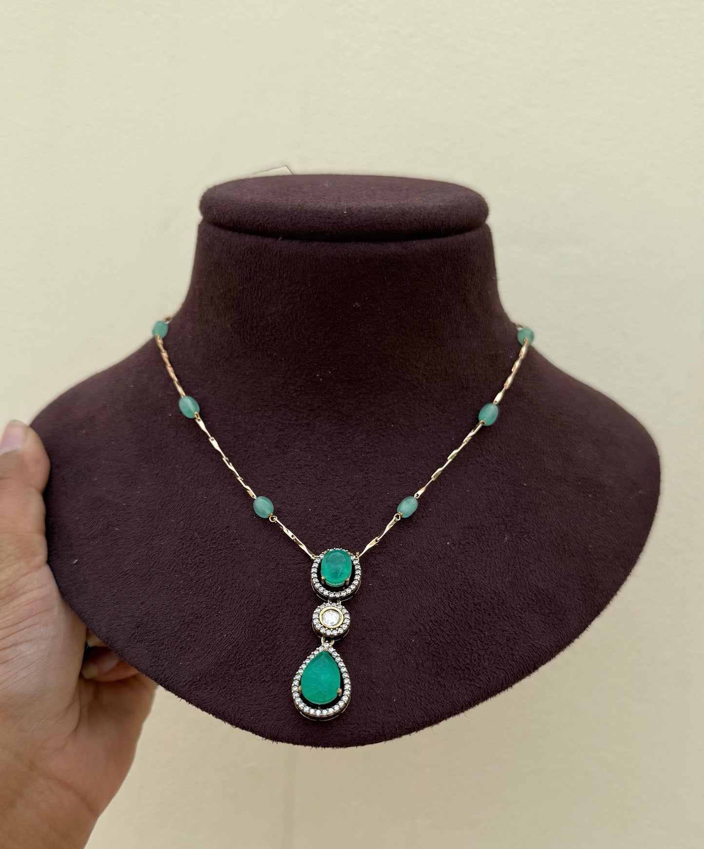 designer two douplet stone moissanite chain with studs