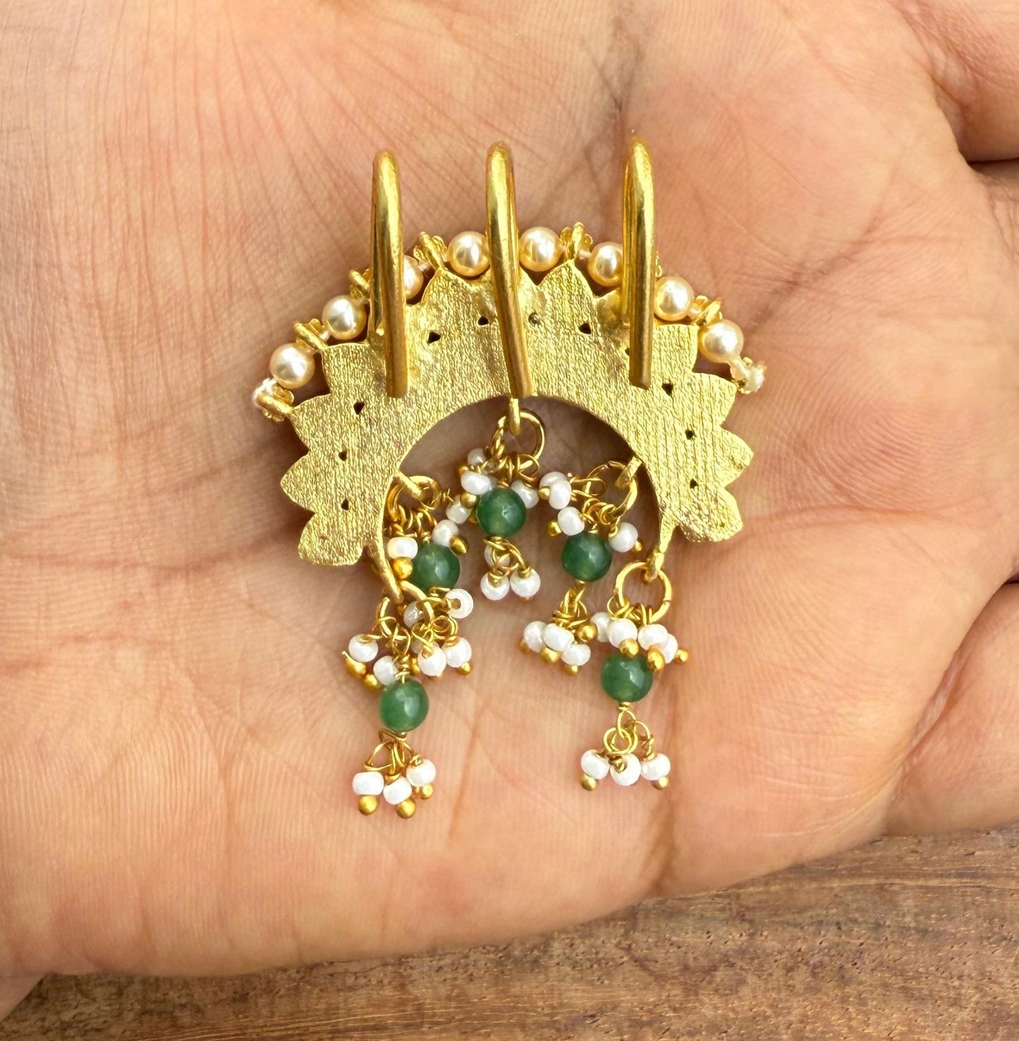 Reverse chandbali real kundan hair accessory / hair pin