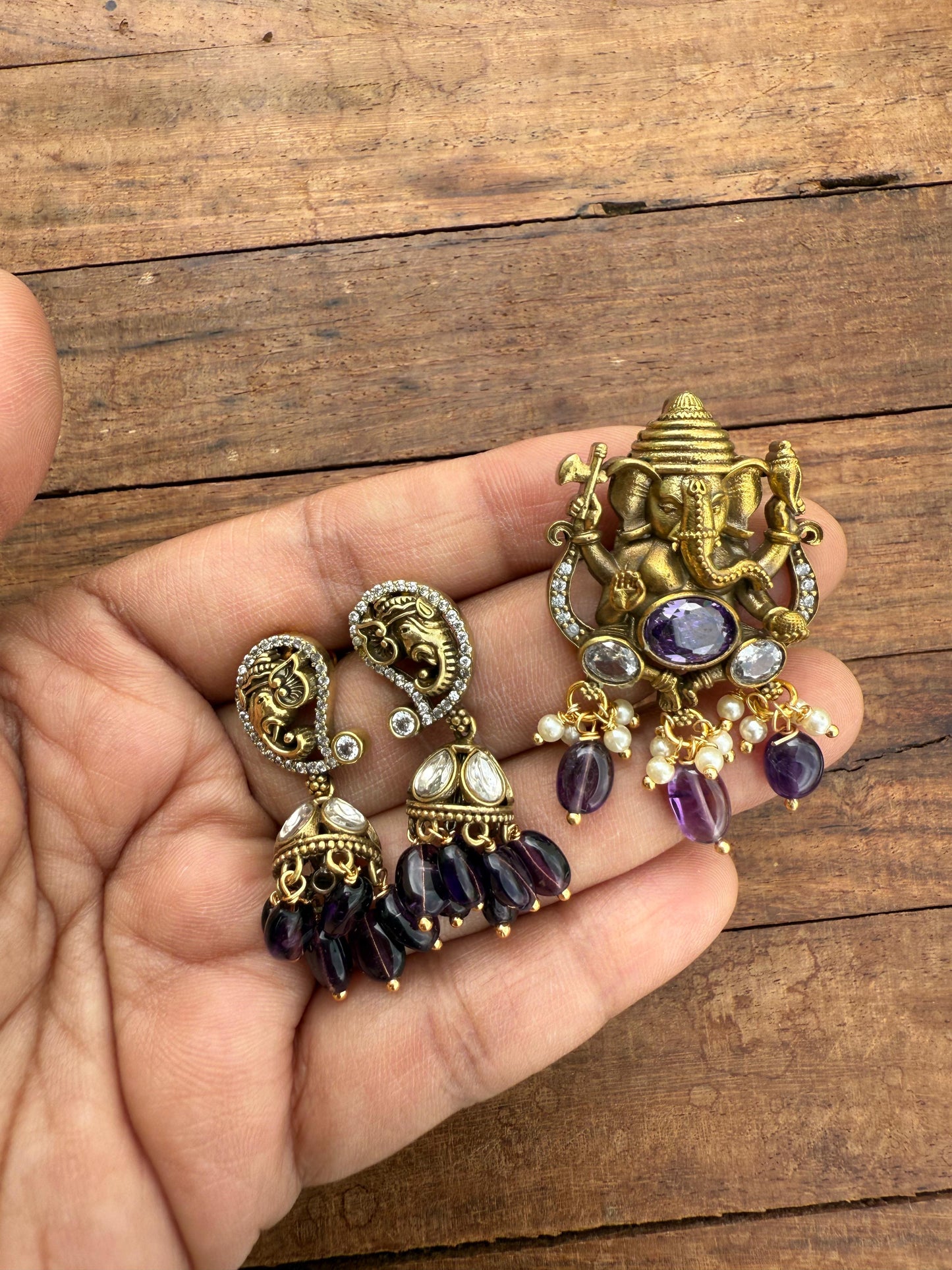 Sale ganesh locket combo with jhumkas