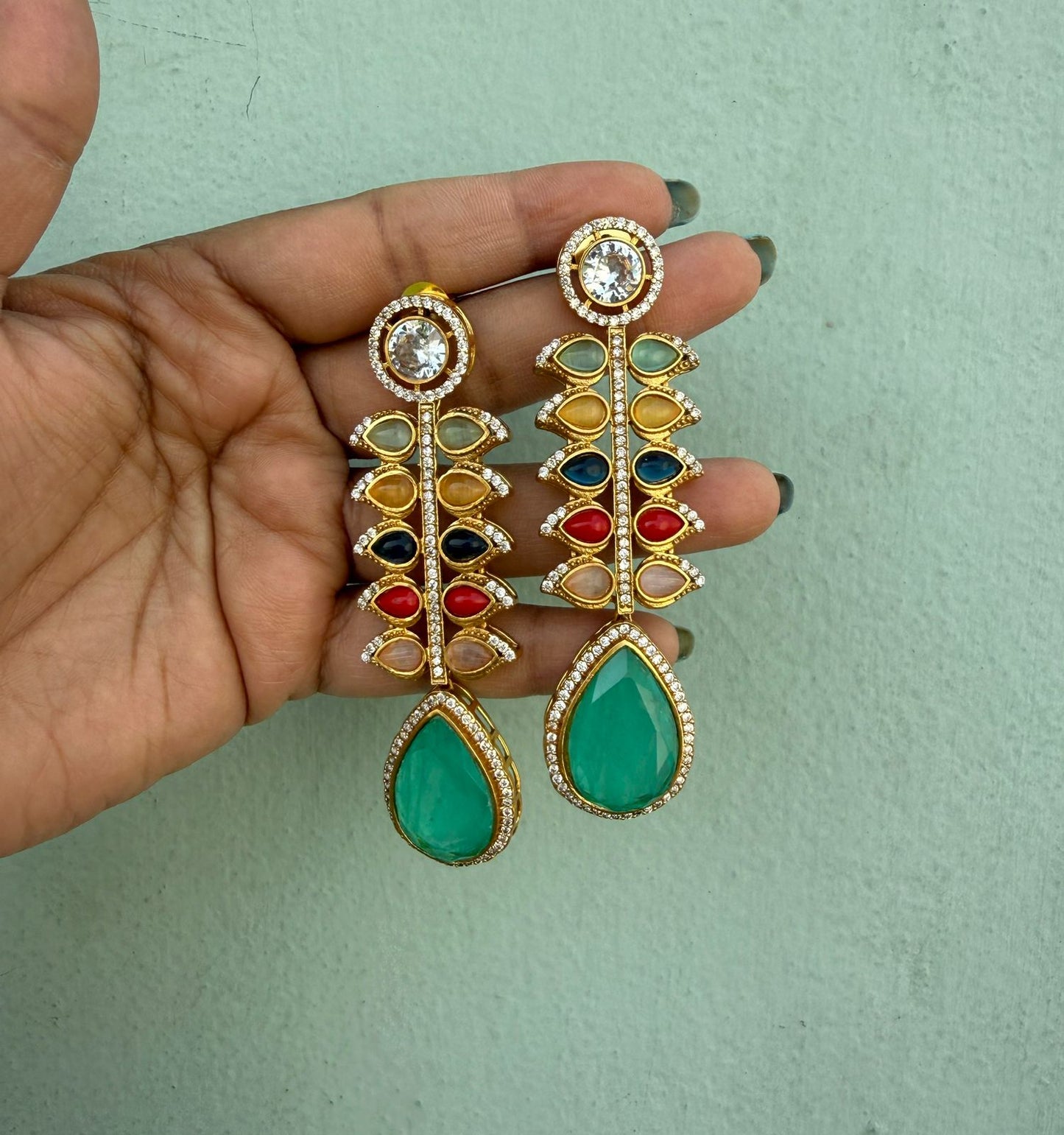 Statement atrangi colourful kundan earrings