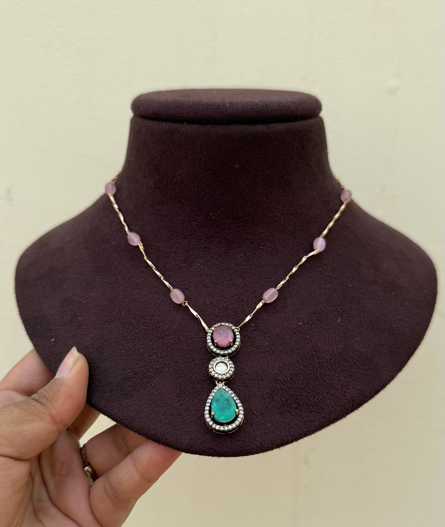 designer two douplet stone moissanite chain with studs