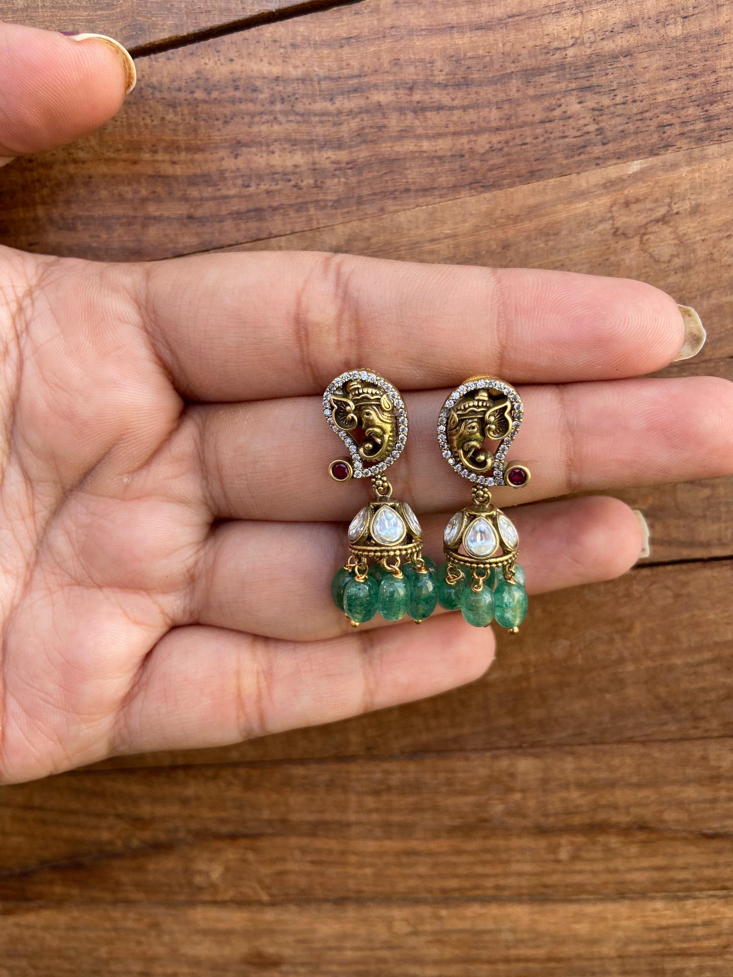 Cute Victorian Ganesh mango jhumkas