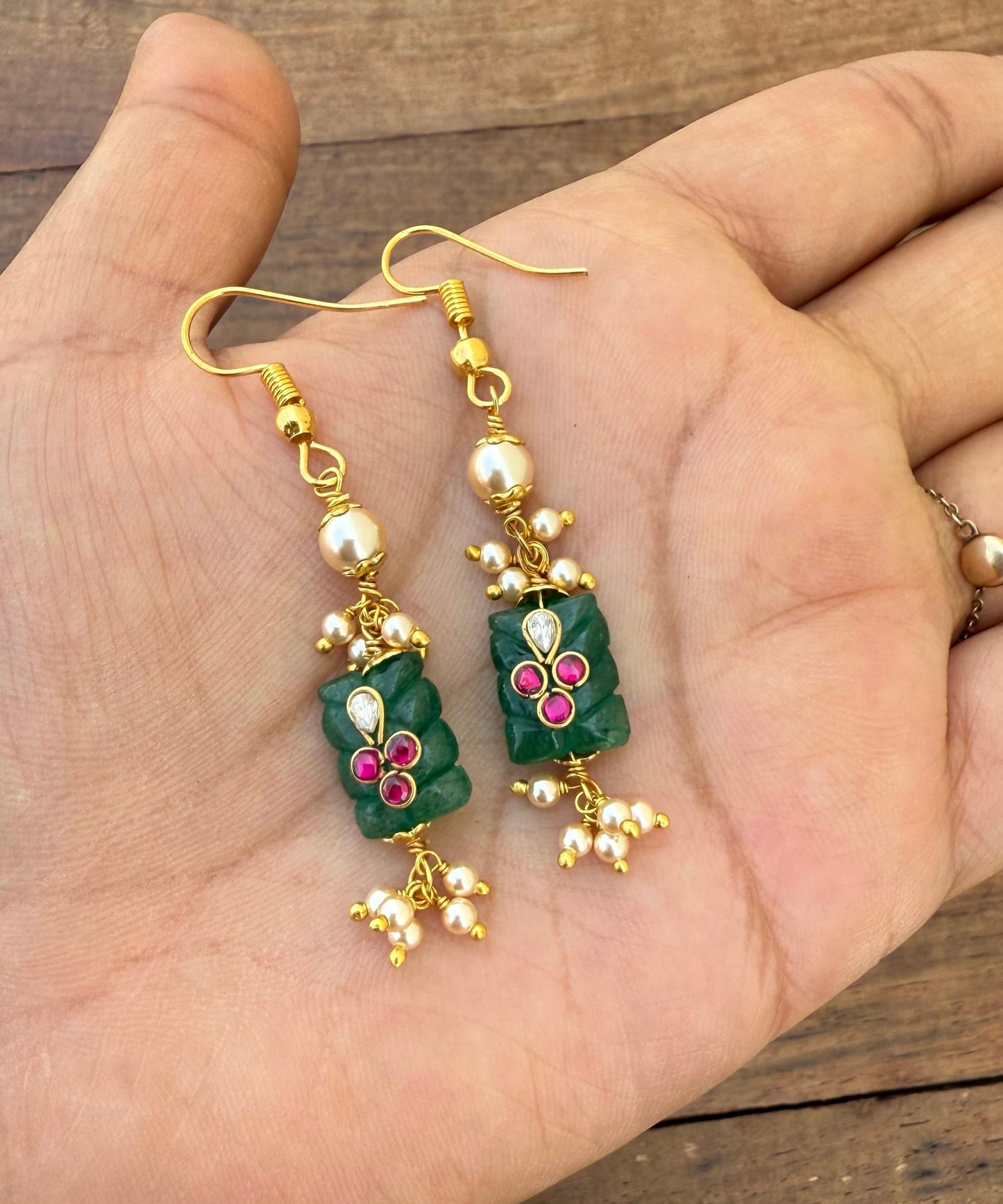 Rectangle real kundan embossed dailywear hooks