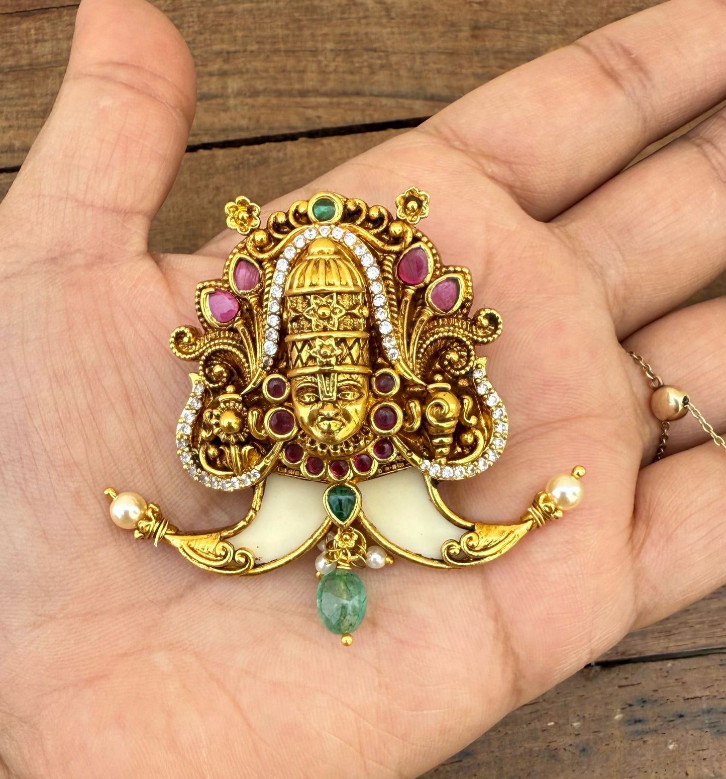 Antique finish lord balaji puligoru locket