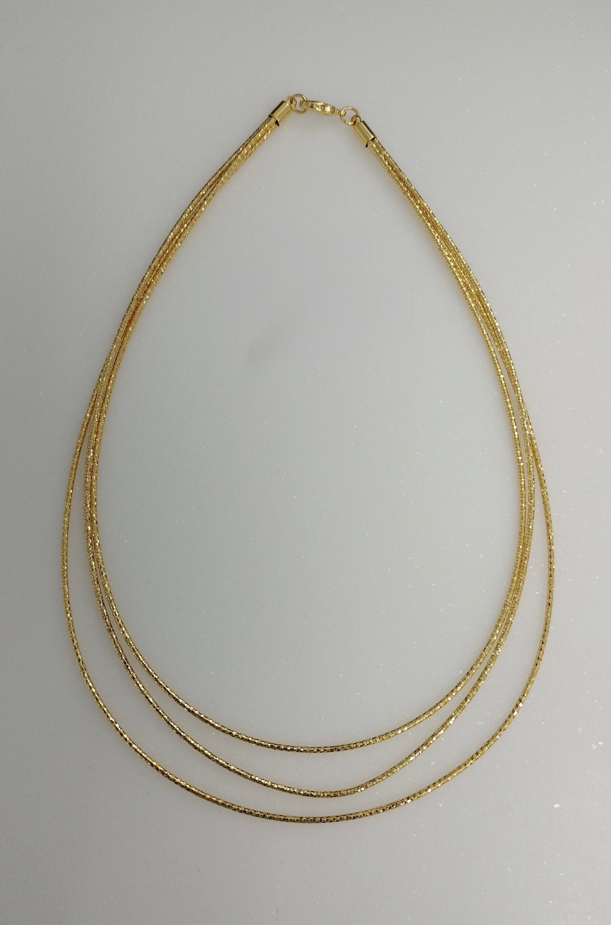 Three line plain gold layered italian chain