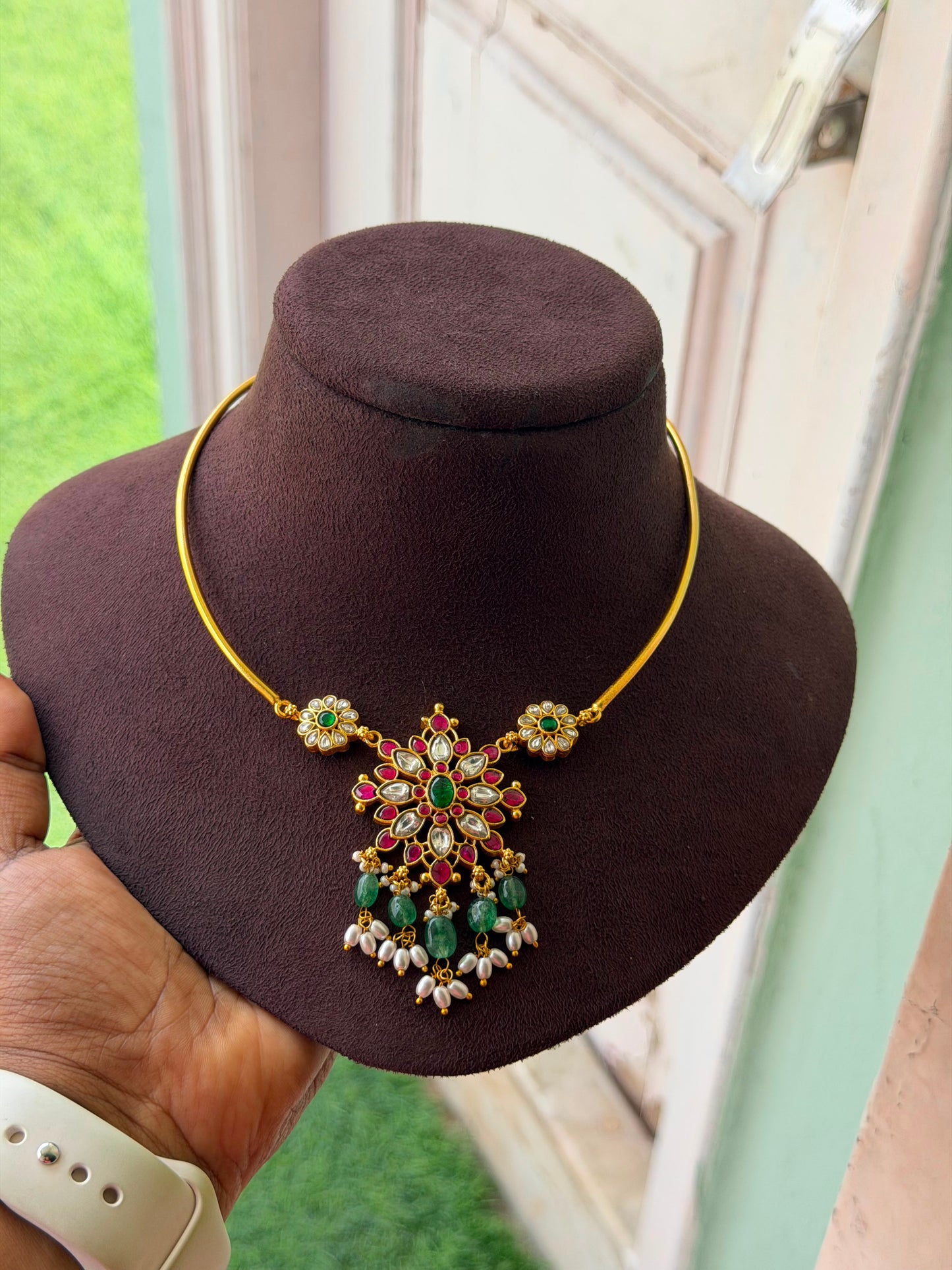 Flower real kundan kante Necklace