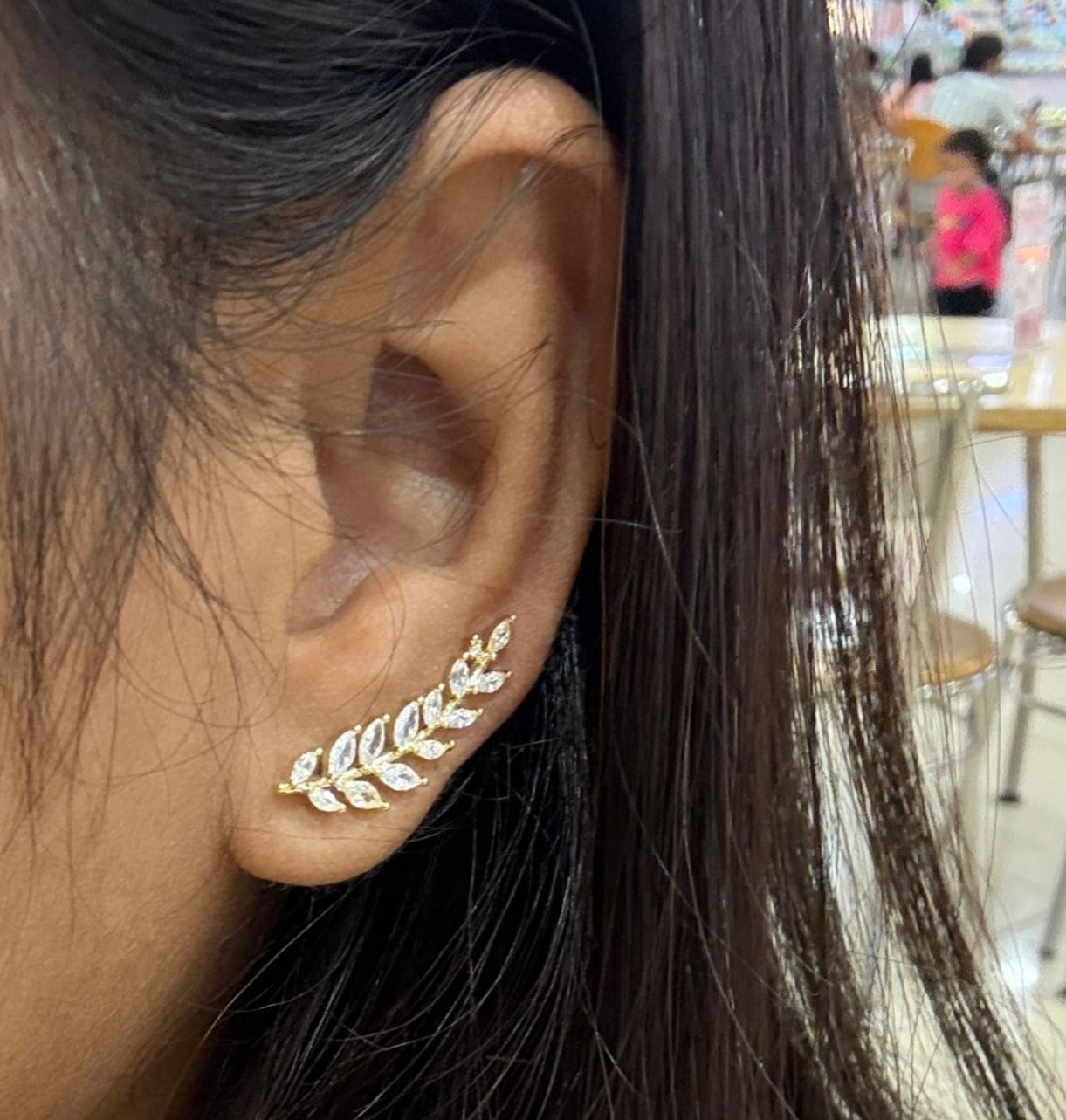 Floral and leaf zircon earcuffs combo