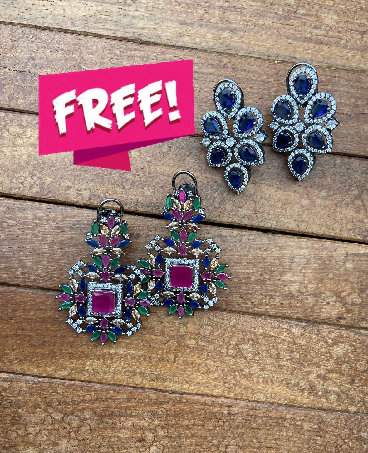 Square zircon with leaf stem dangler freebie