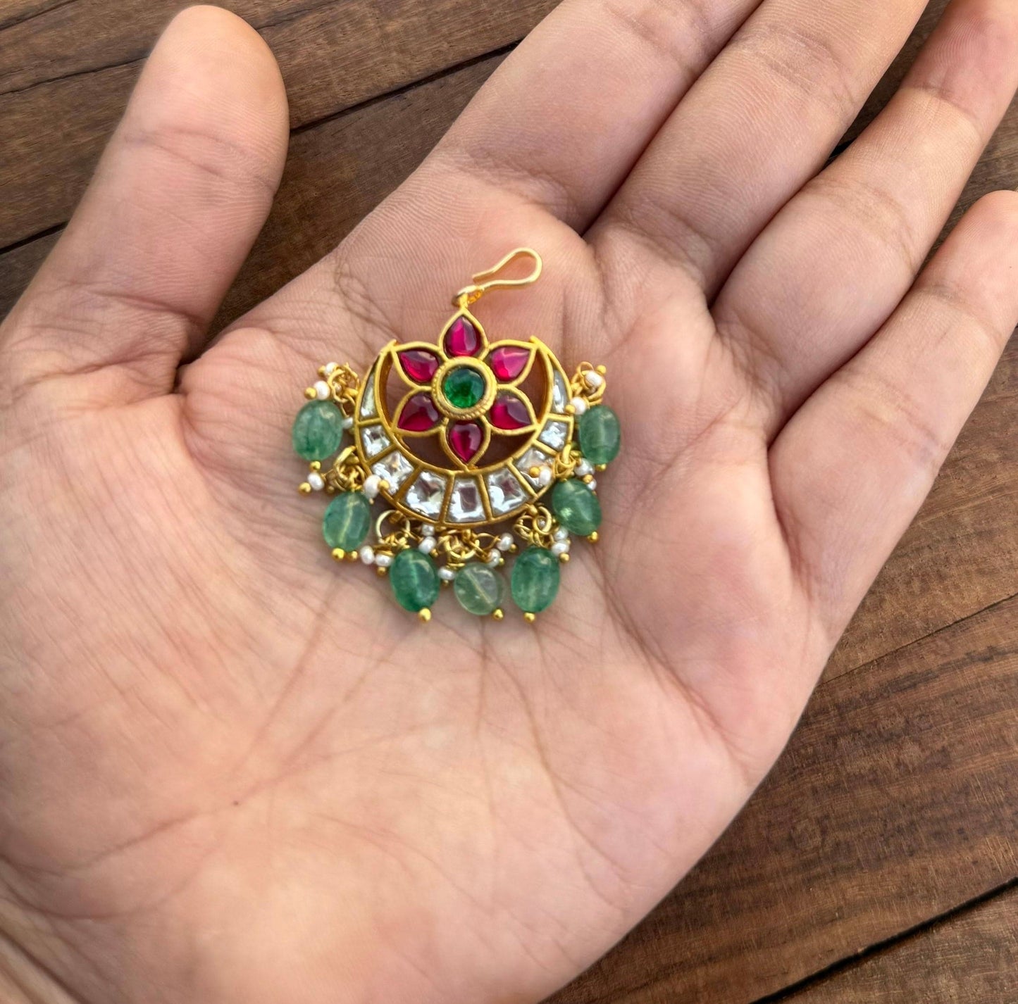 Real kundan chandbali mangteeka 750