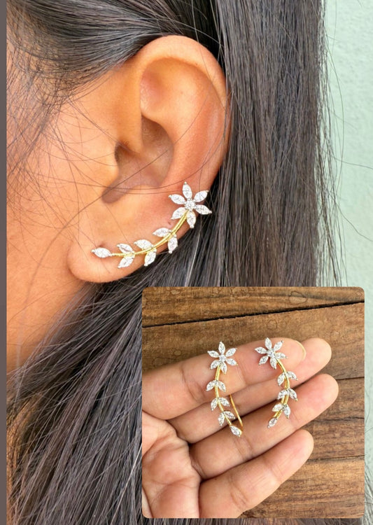 Flower AD stone affordable earcuffs
