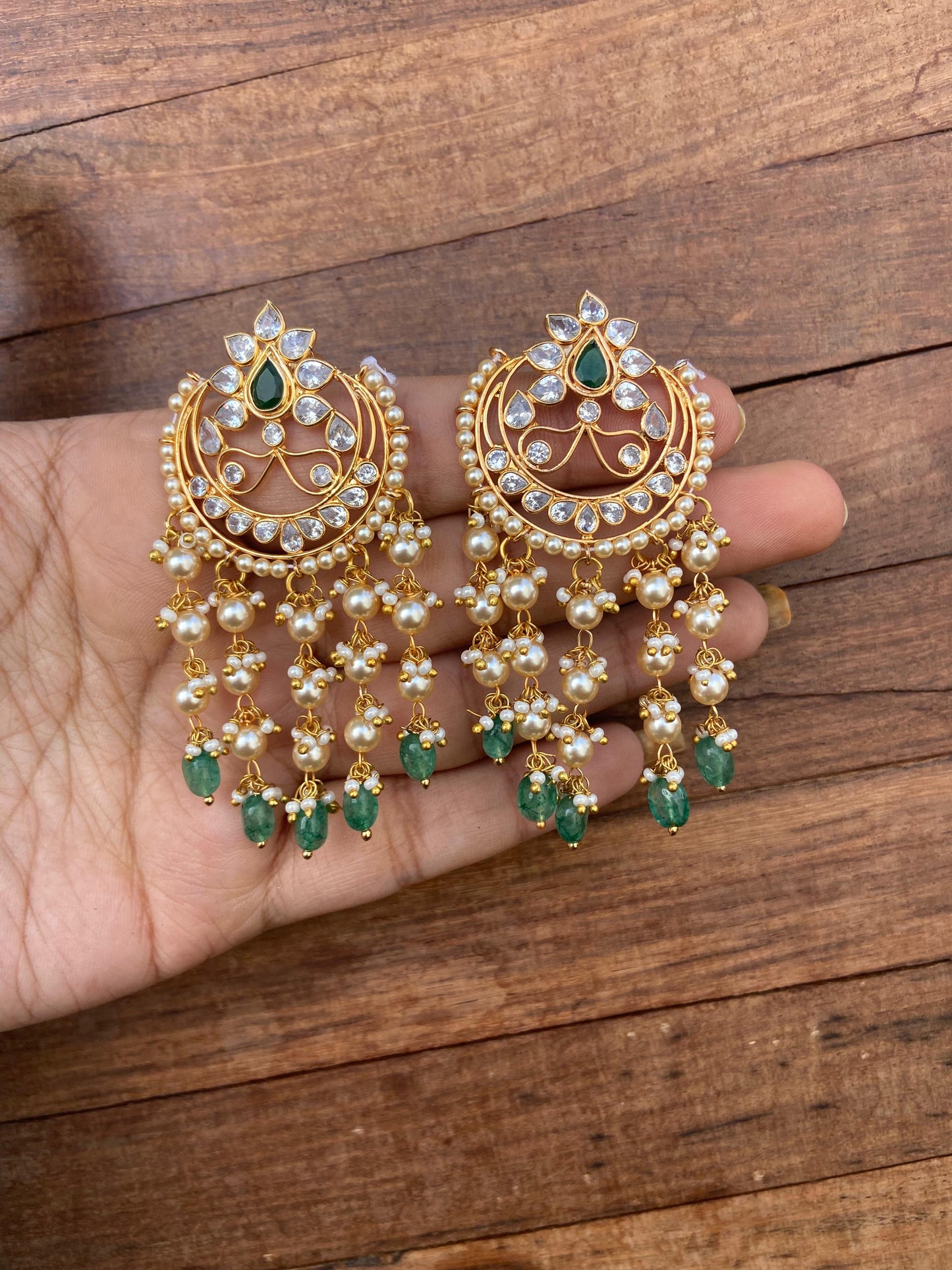 Pearl hanging chandbali earrings 6