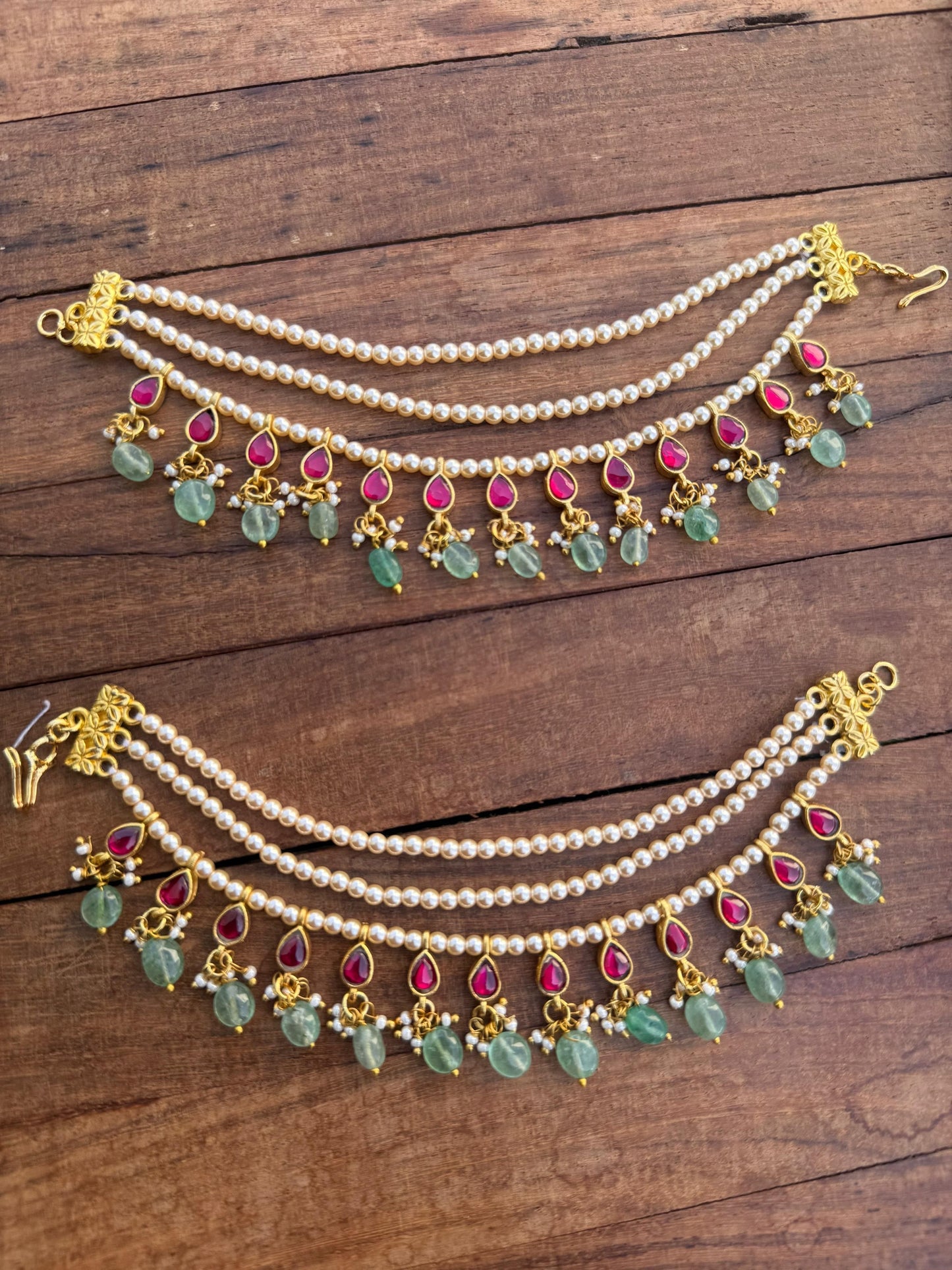 Pearl real kundan hanging maatis 6
