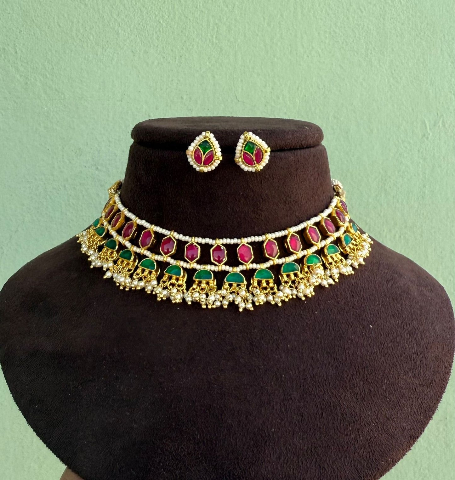 Two layered real Kundan pearl necklace