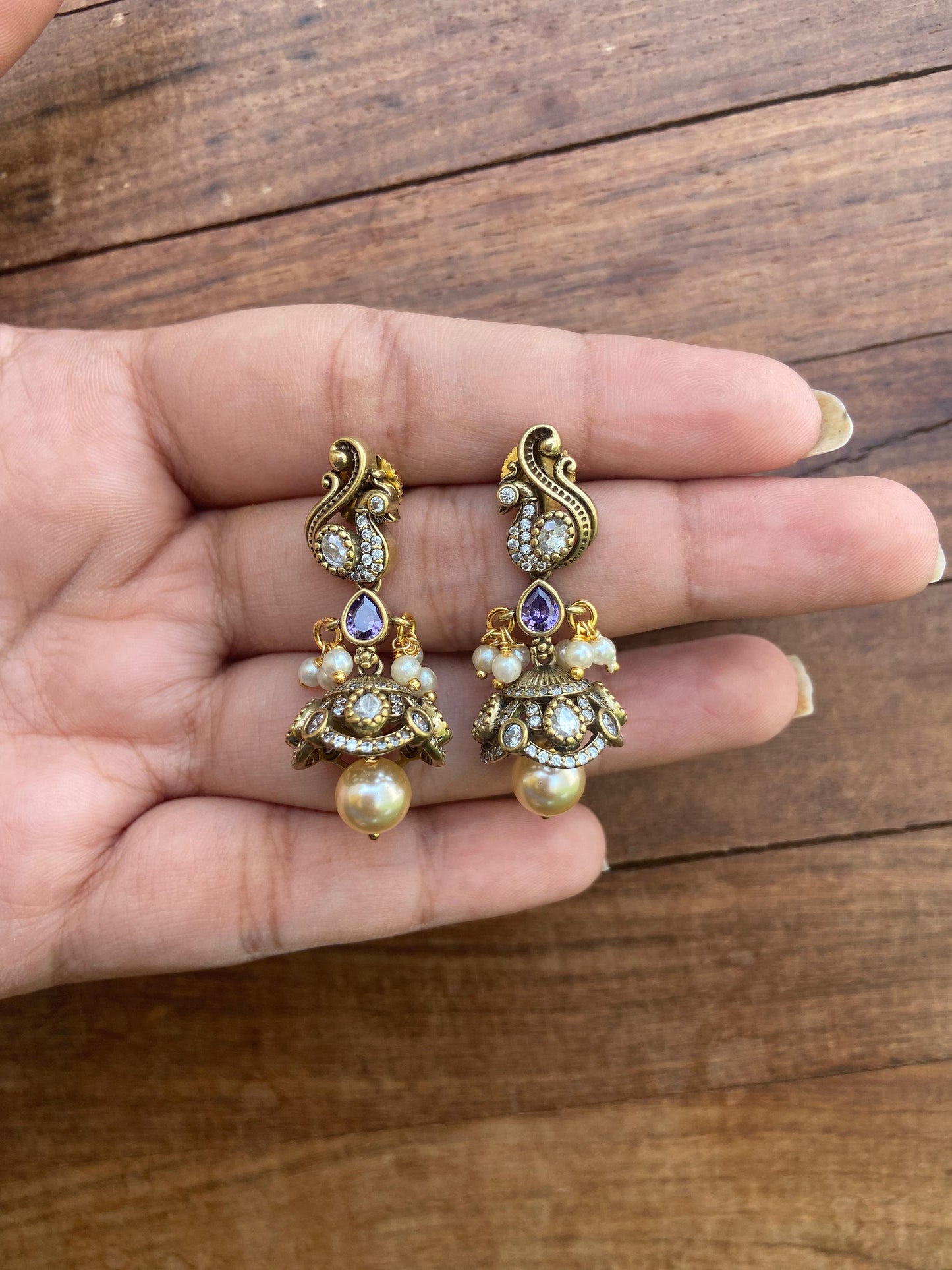 Peacock victorian small jhumkas