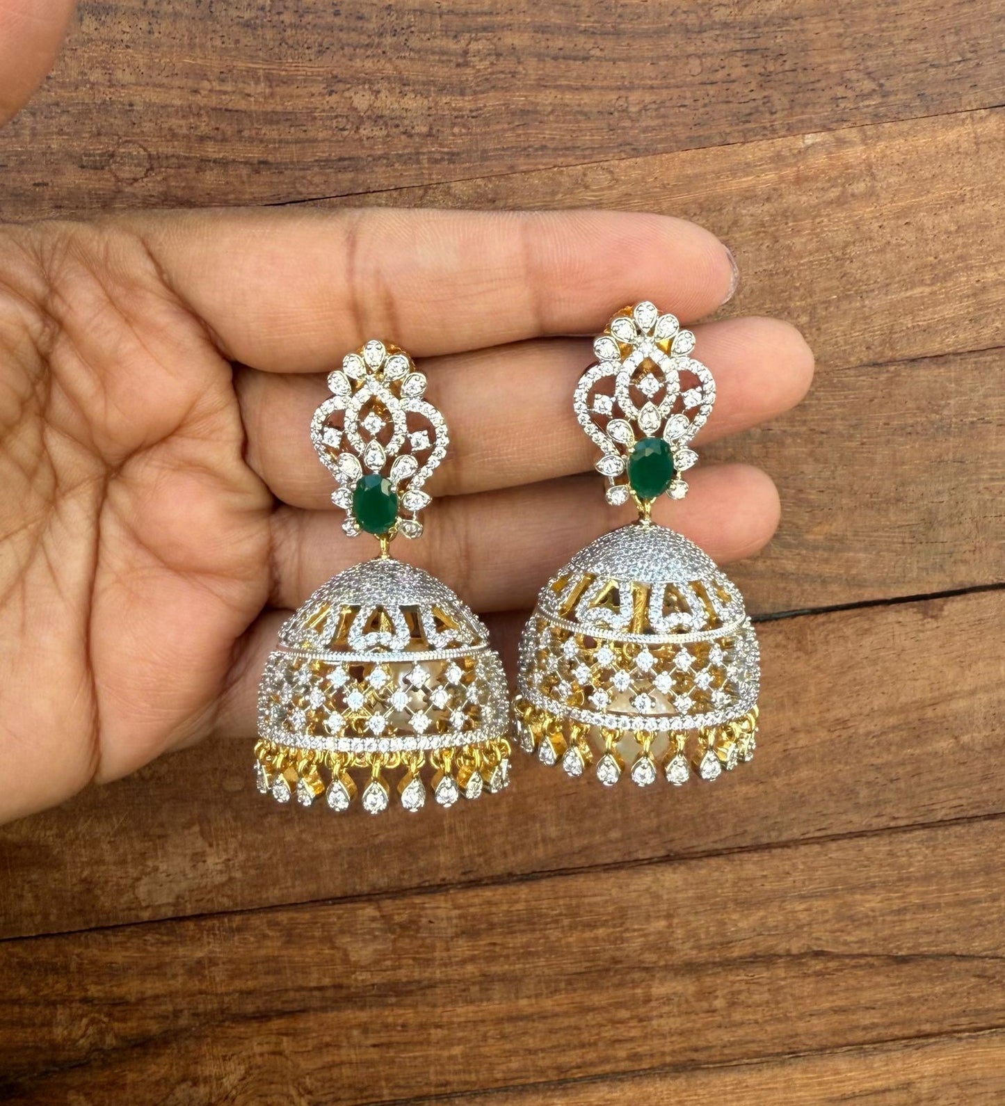 Designer diamond finish bigsize jhumkas design3