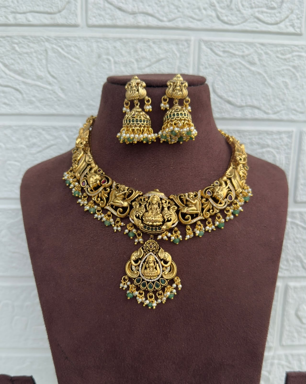 Designer lakshmi devi elephants with jhumkas design3