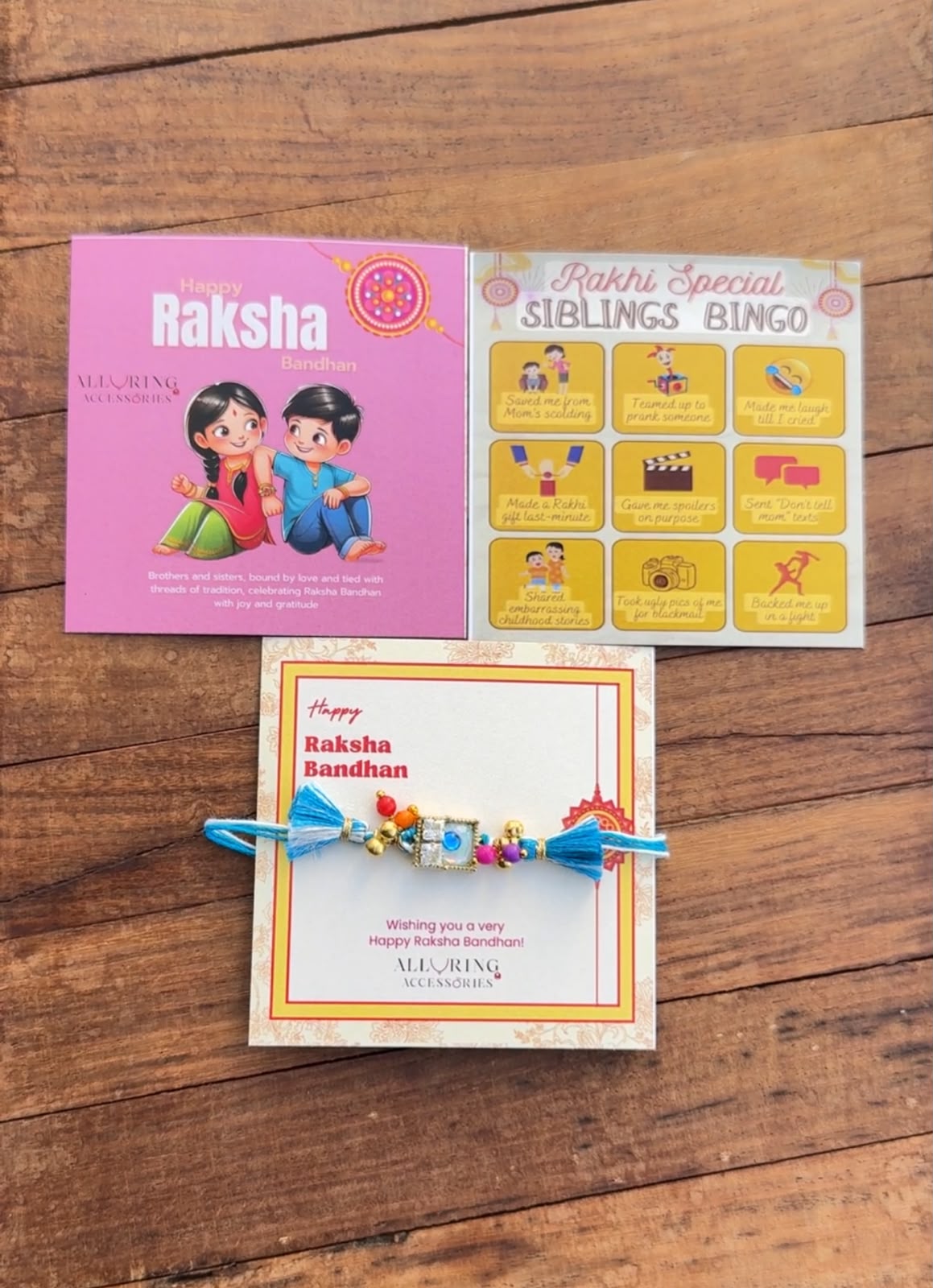 Three kundan rectangle stylish Rakhi(Random Colour Option)