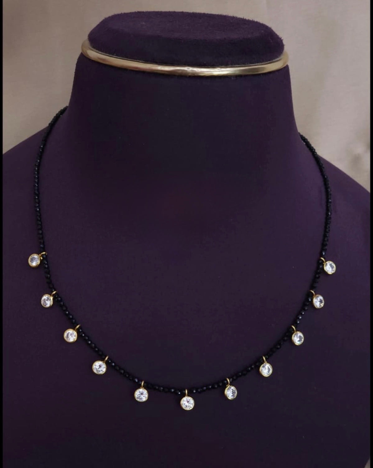 Uncut diamond black beads necklace design7