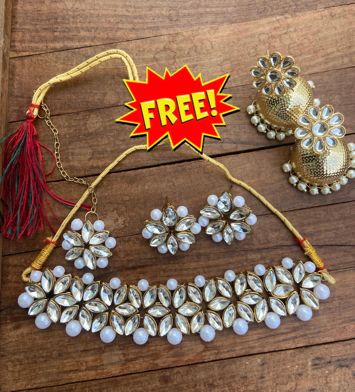 Rashmi kundan choker and clustered jhumkas free