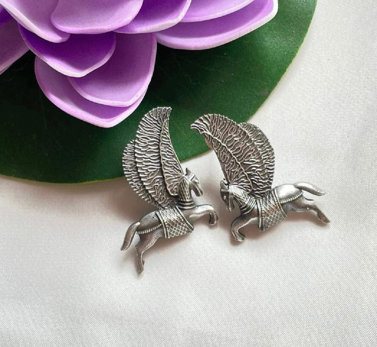 Unicorn oxidised stylish hanging earrings