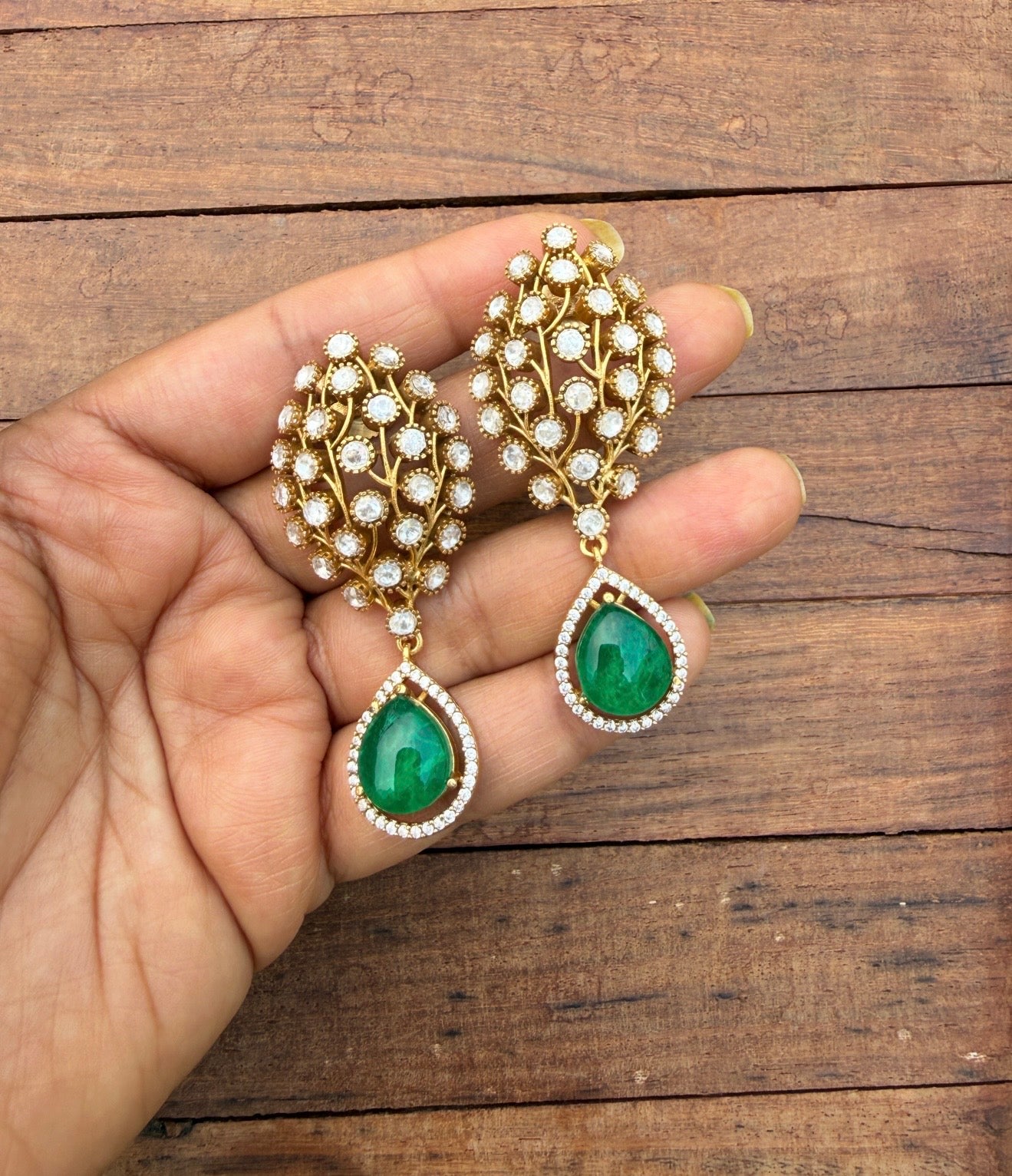 Oval Moissanite drop designer earrings