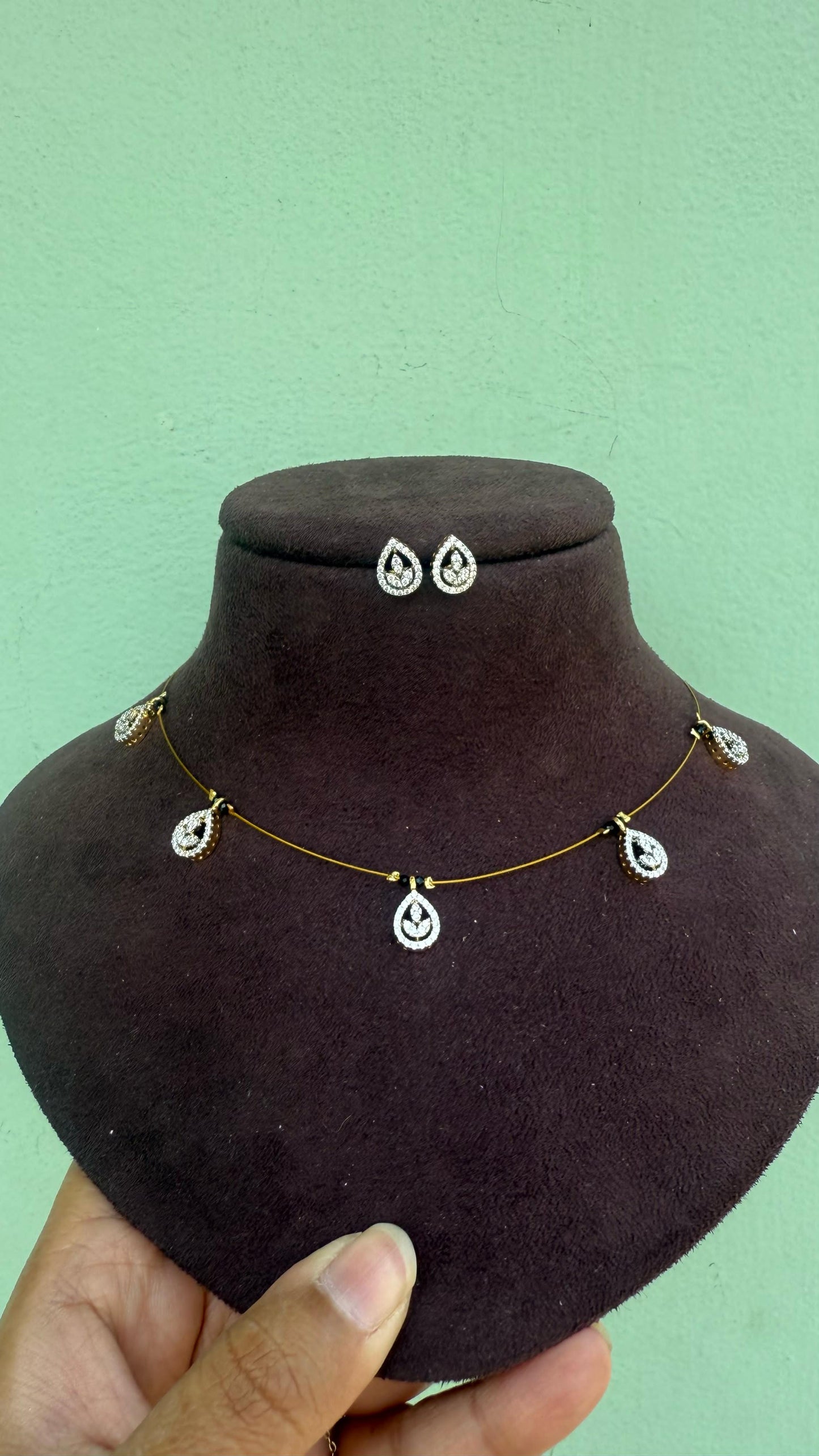 Diya style invisible necklace with studs ( coral also available)