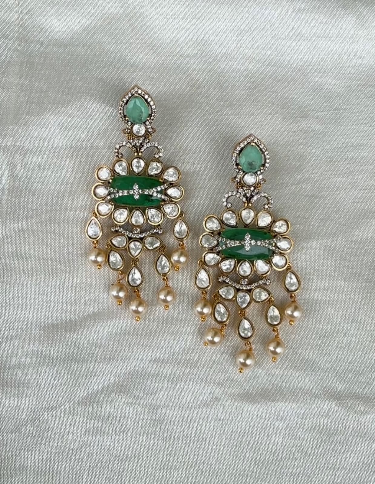 Stylish designer polki doublet stone statement earrings design3